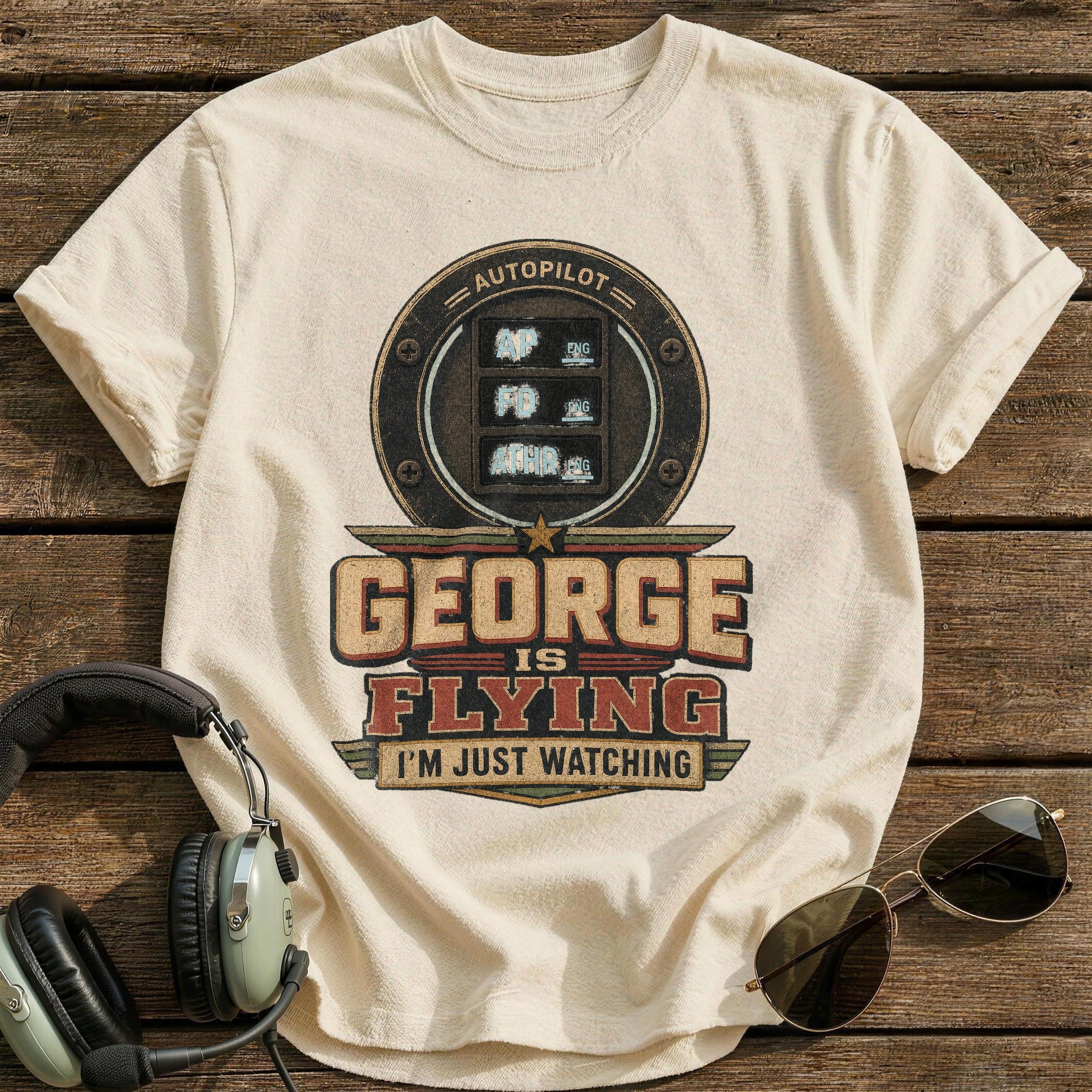 George Is Flying T-Shirt - Natural