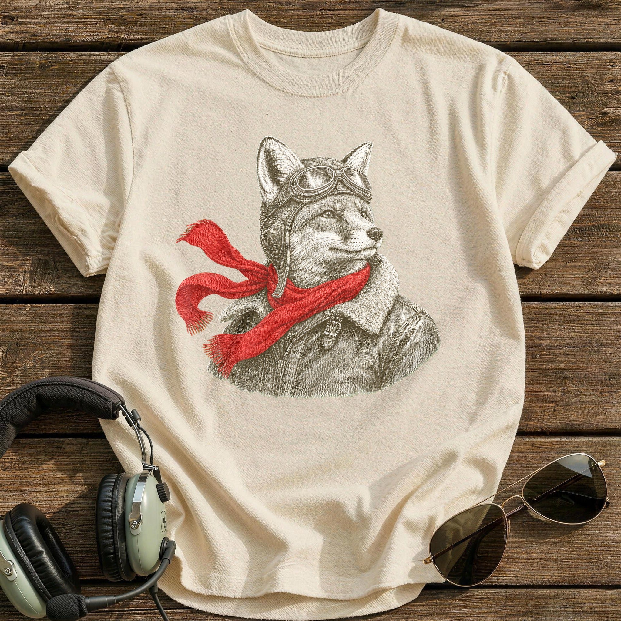 Red Scarf Squadron T-Shirt - Natural