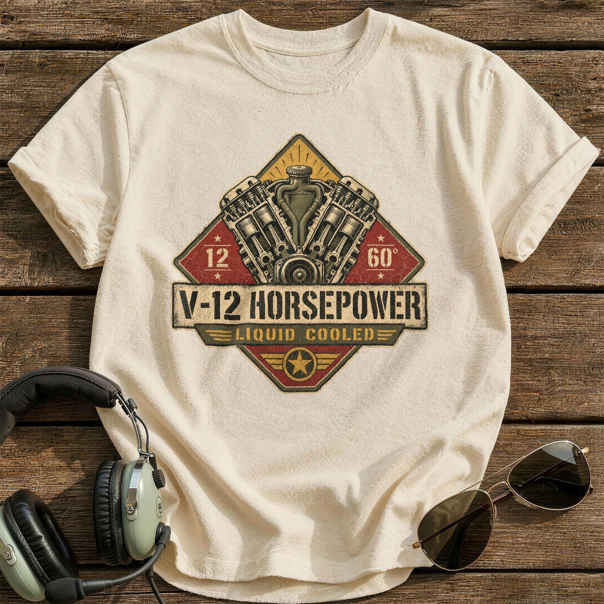 Twelve Cylinders T-Shirt - Natural