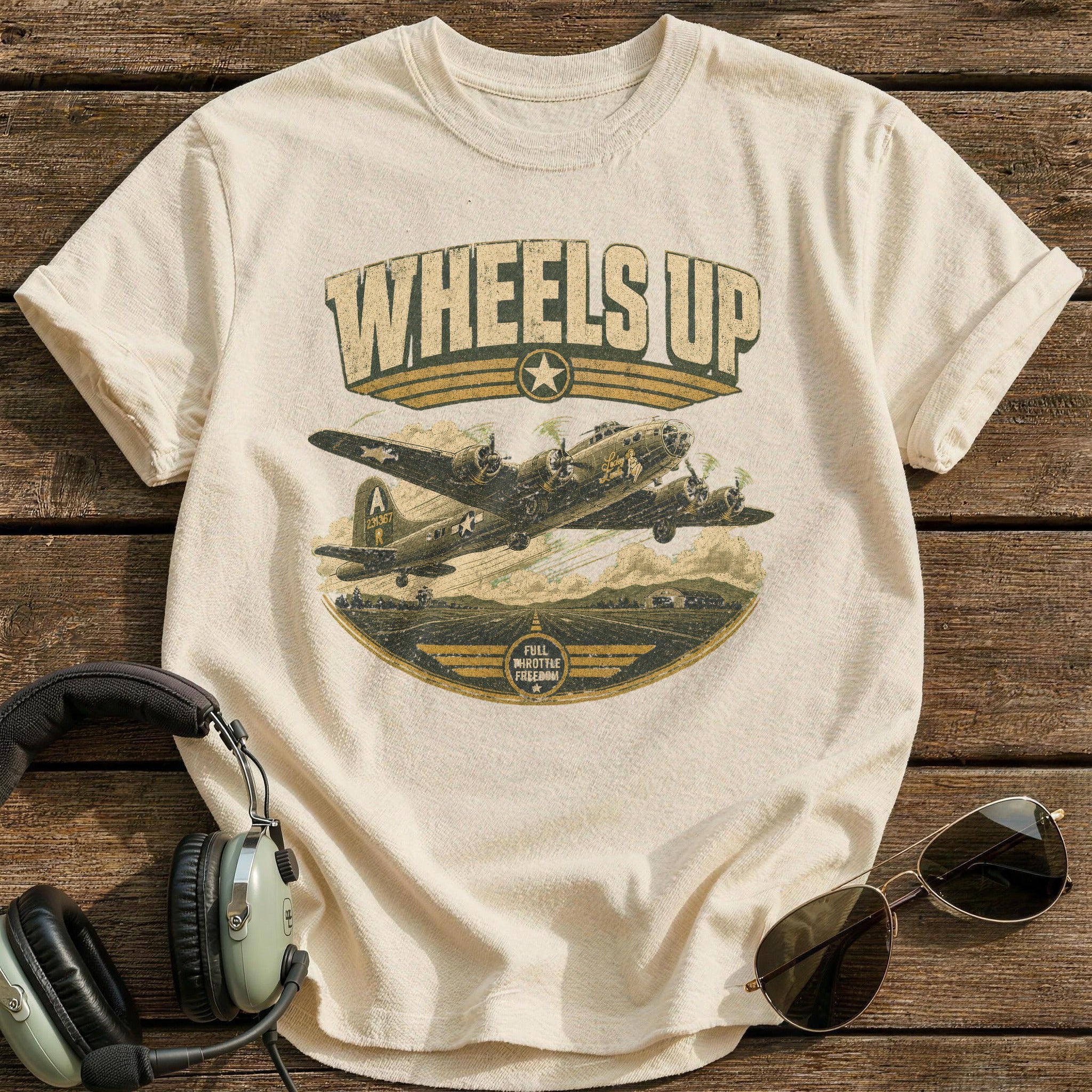 Wheels Up Freedom T-Shirt - Natural