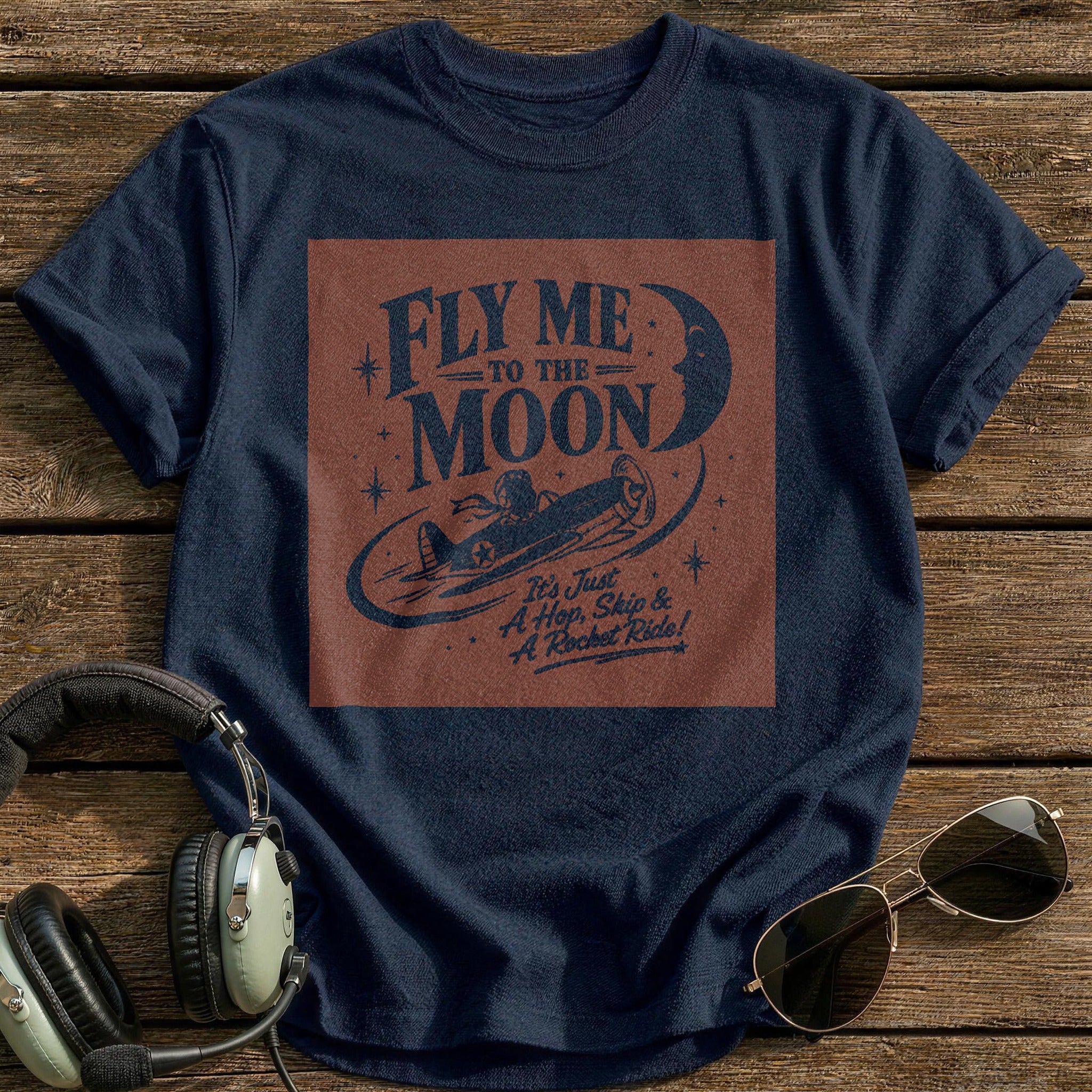 Fly Me to the Moon T-Shirt - Navy