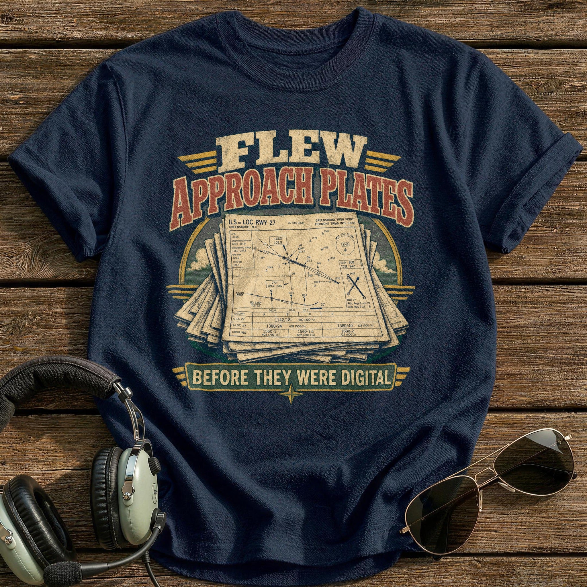 Flew Approach Plates T-Shirt - Navy