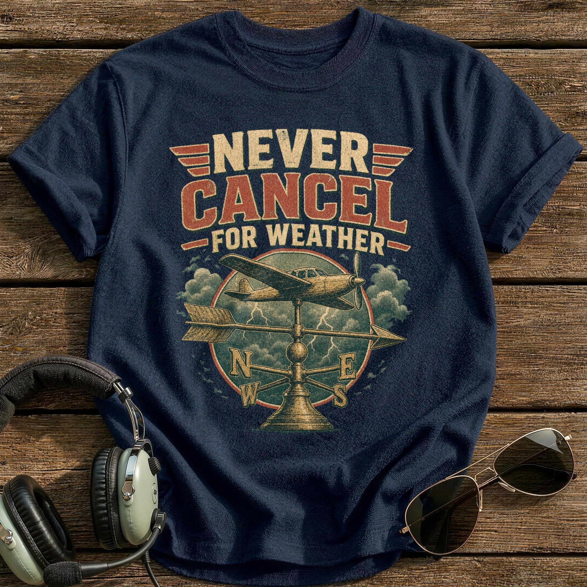 Never Cancel for Weather T-Shirt - Navy