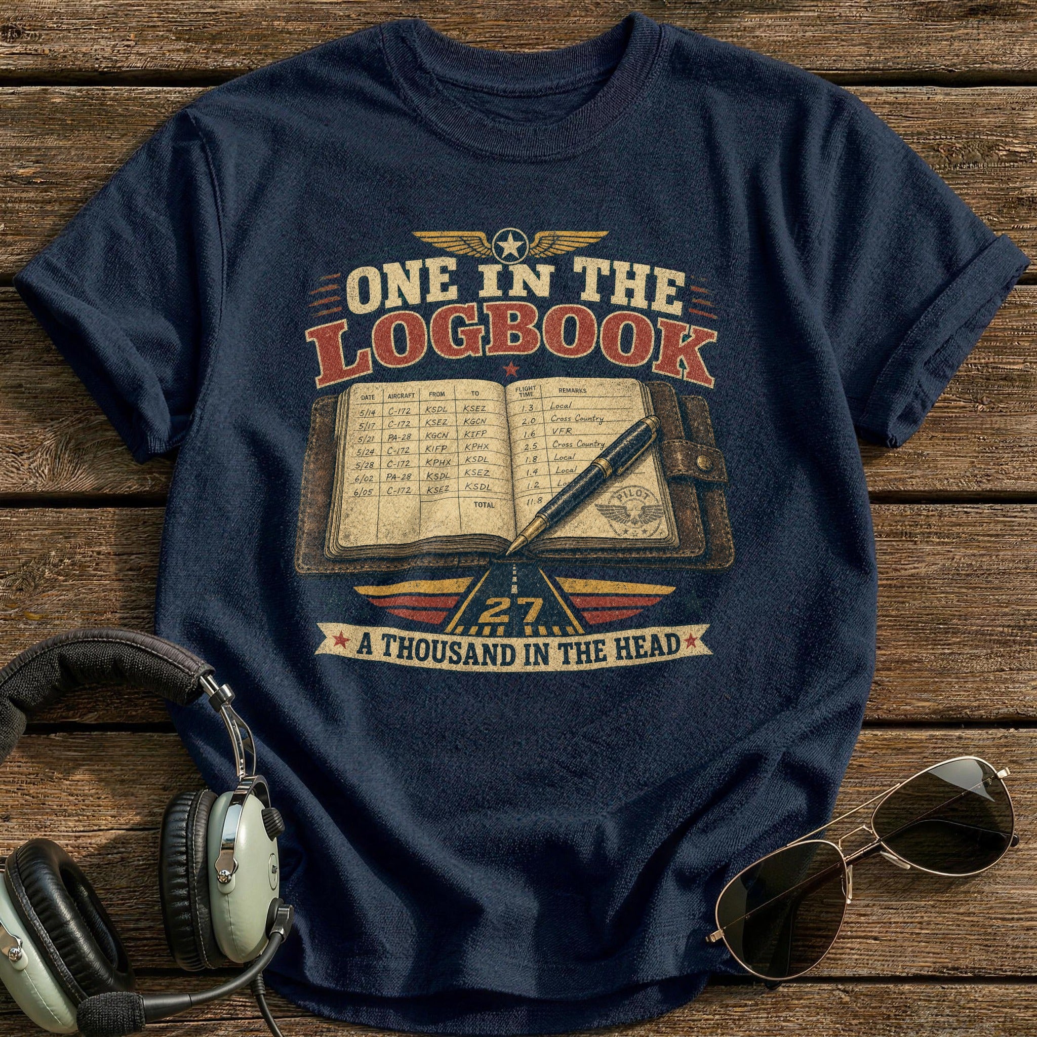 One in the Logbook T-Shirt - Navy
