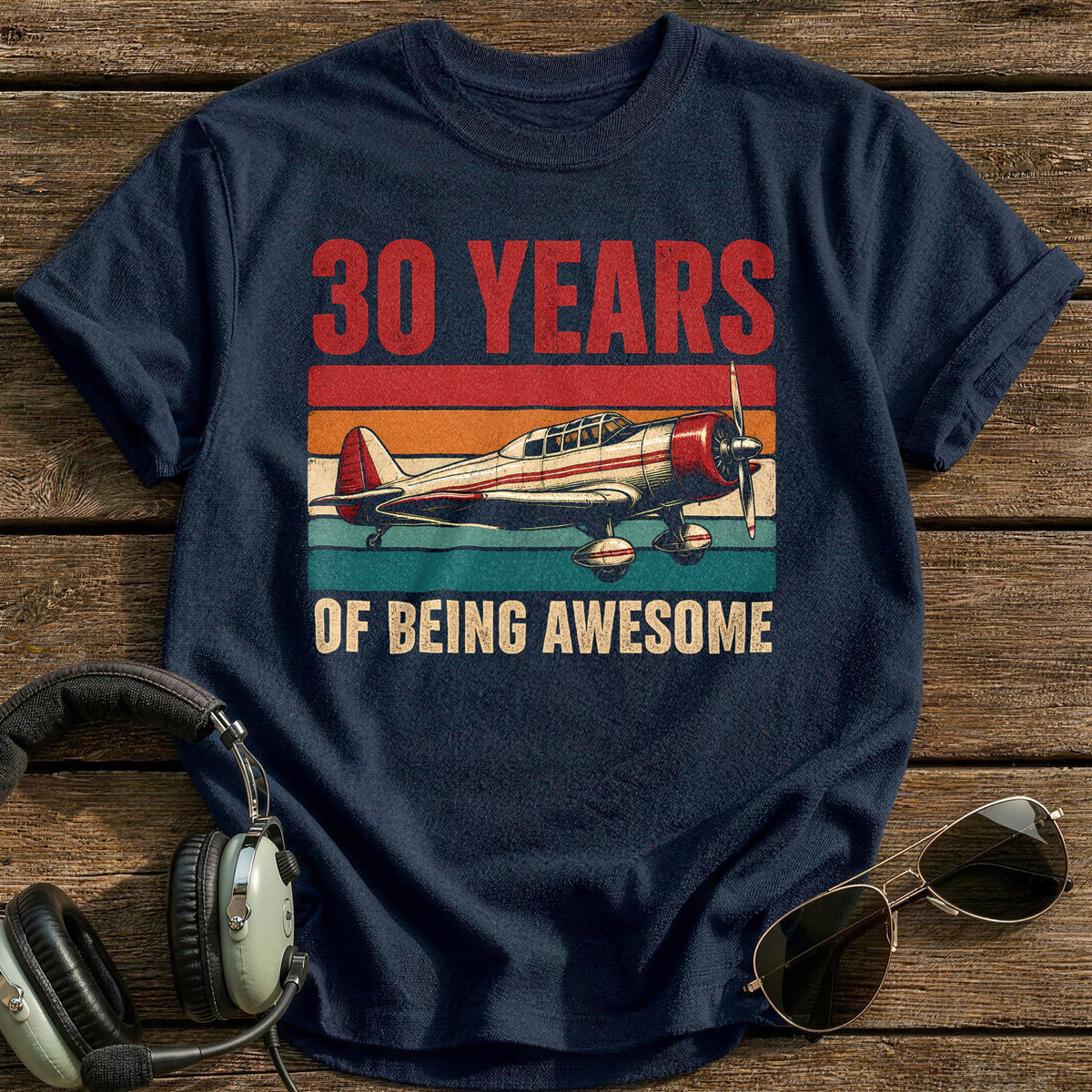 30 Being Awesome T-Shirt - Navy