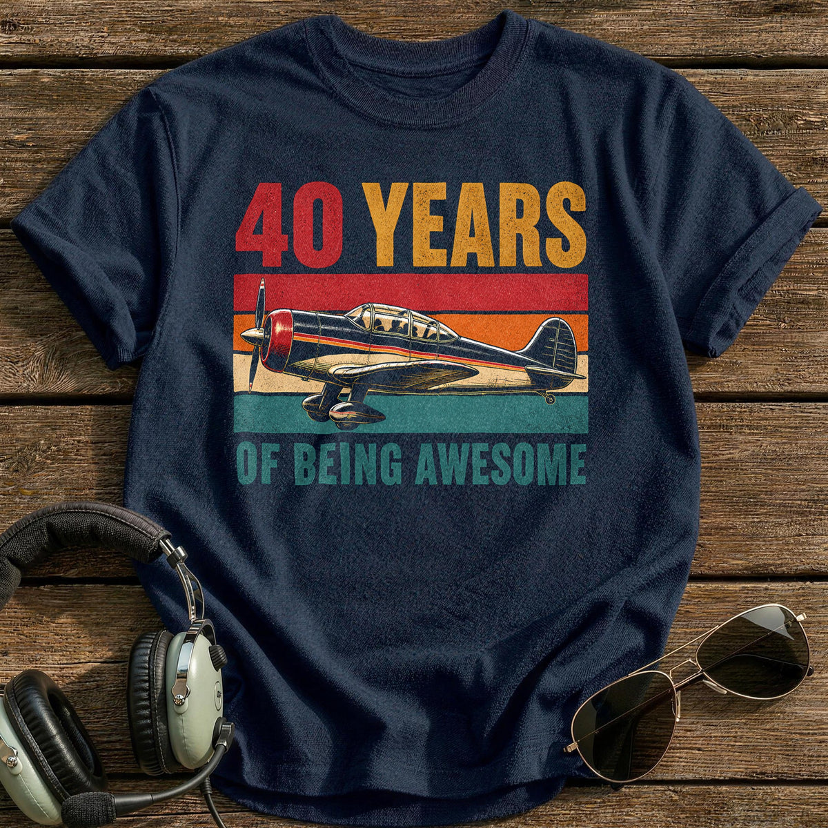 40 Being Awesome T-Shirt - Navy