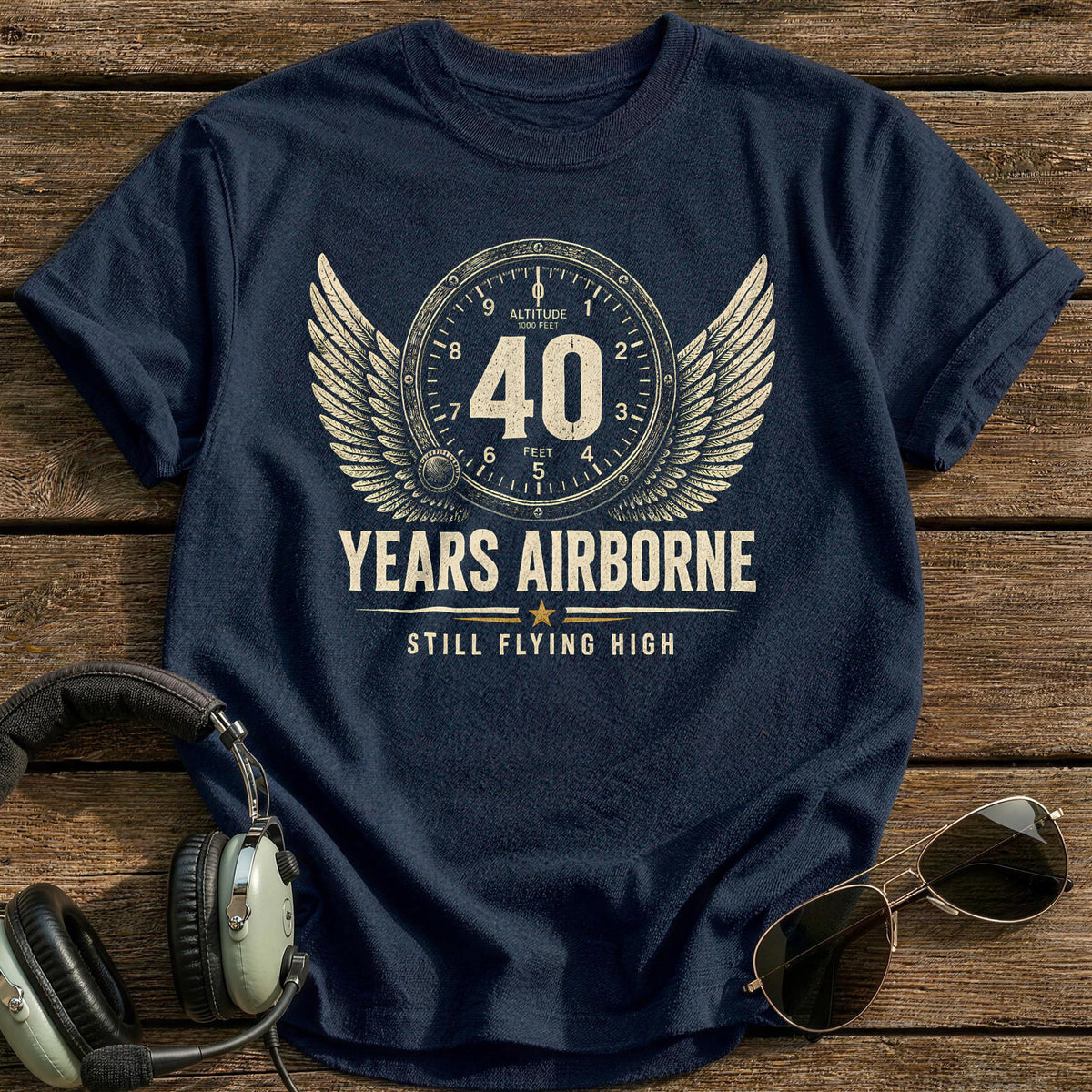 40 Still Flying T-Shirt - Navy