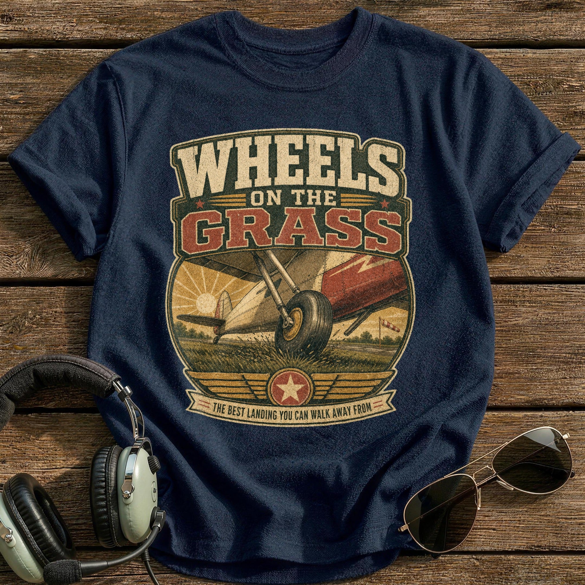 Wheels on the Grass T-Shirt - Navy