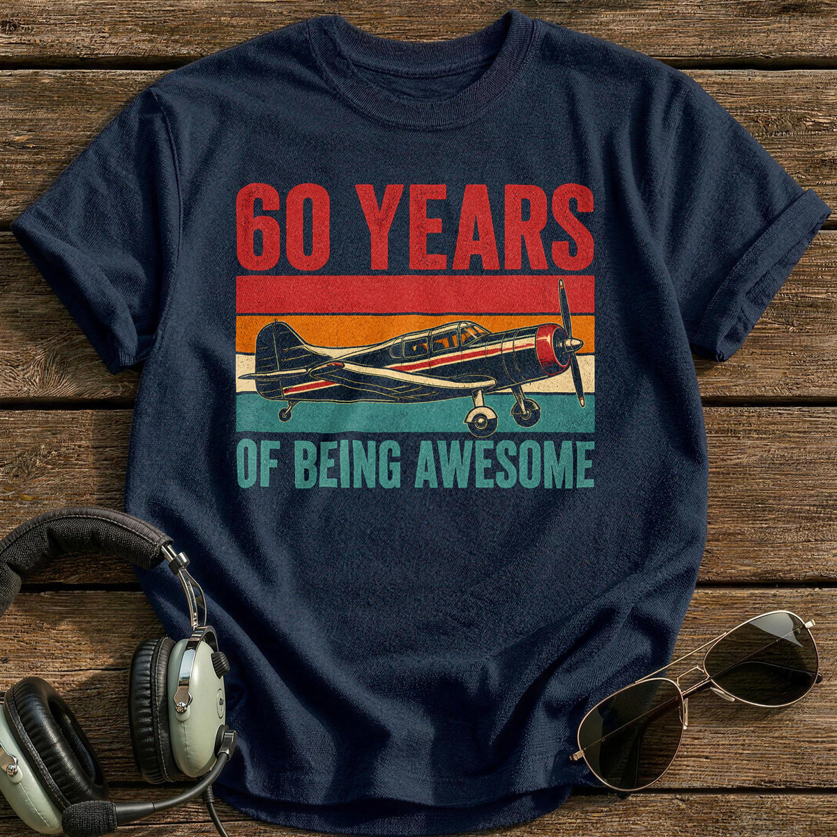 60 Being Awesome T-Shirt - Navy