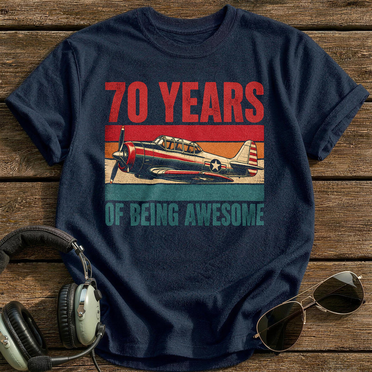 70 Being Awesome T-Shirt - Navy
