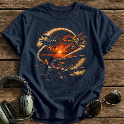 Aerobatic Sunset T-Shirt - Navy