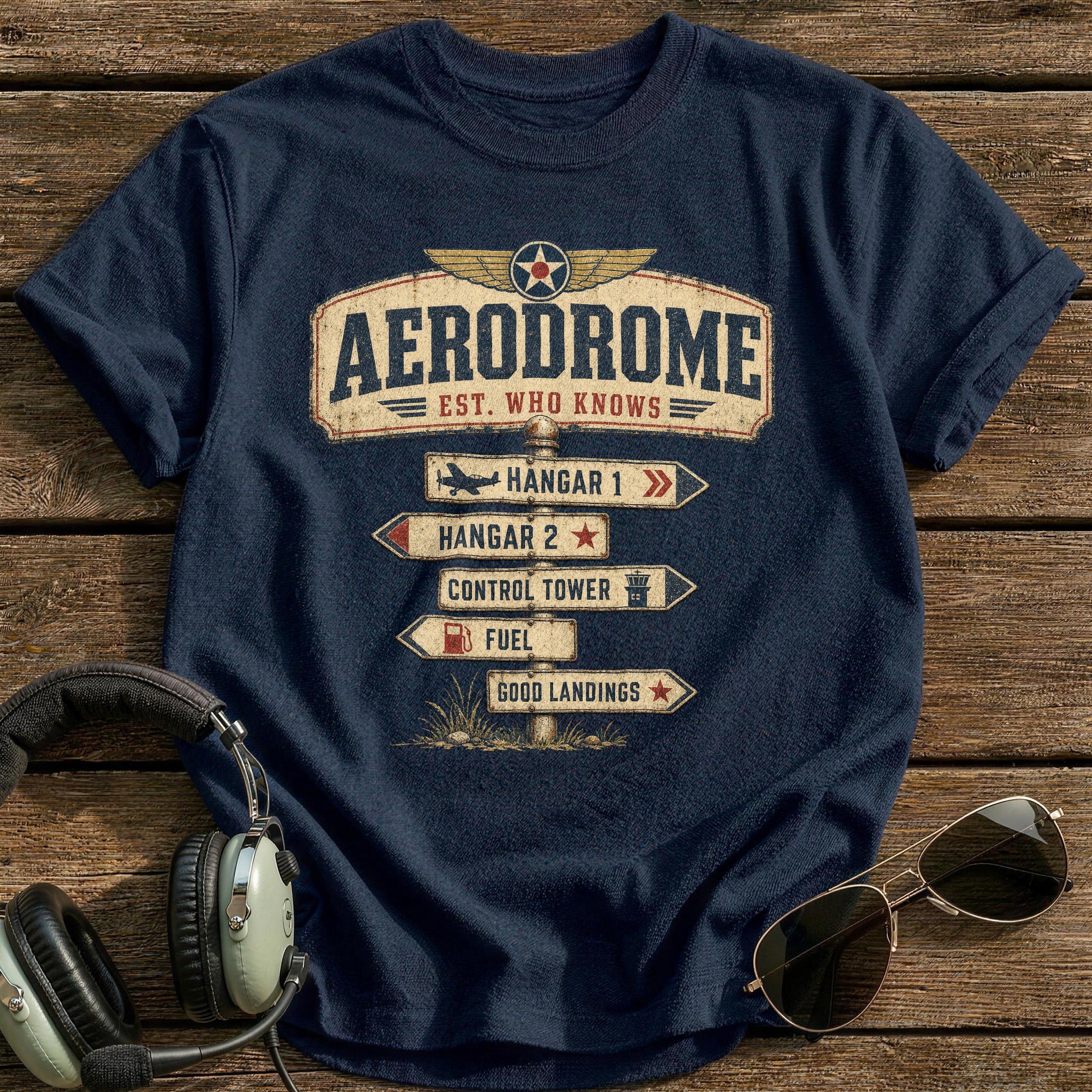 Aerodrome Est Who Knows T-Shirt - Navy