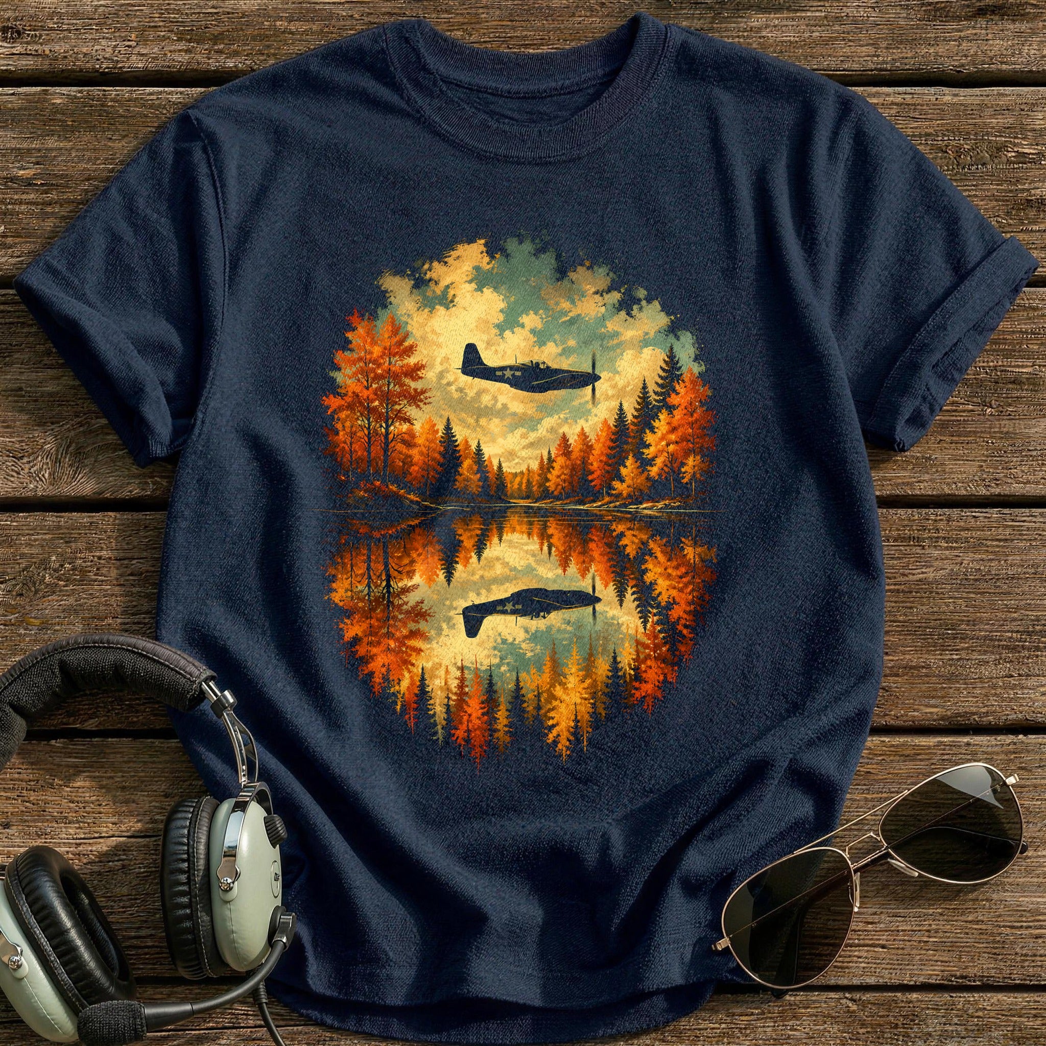 Autumn Lake Reflection 13 - Navy