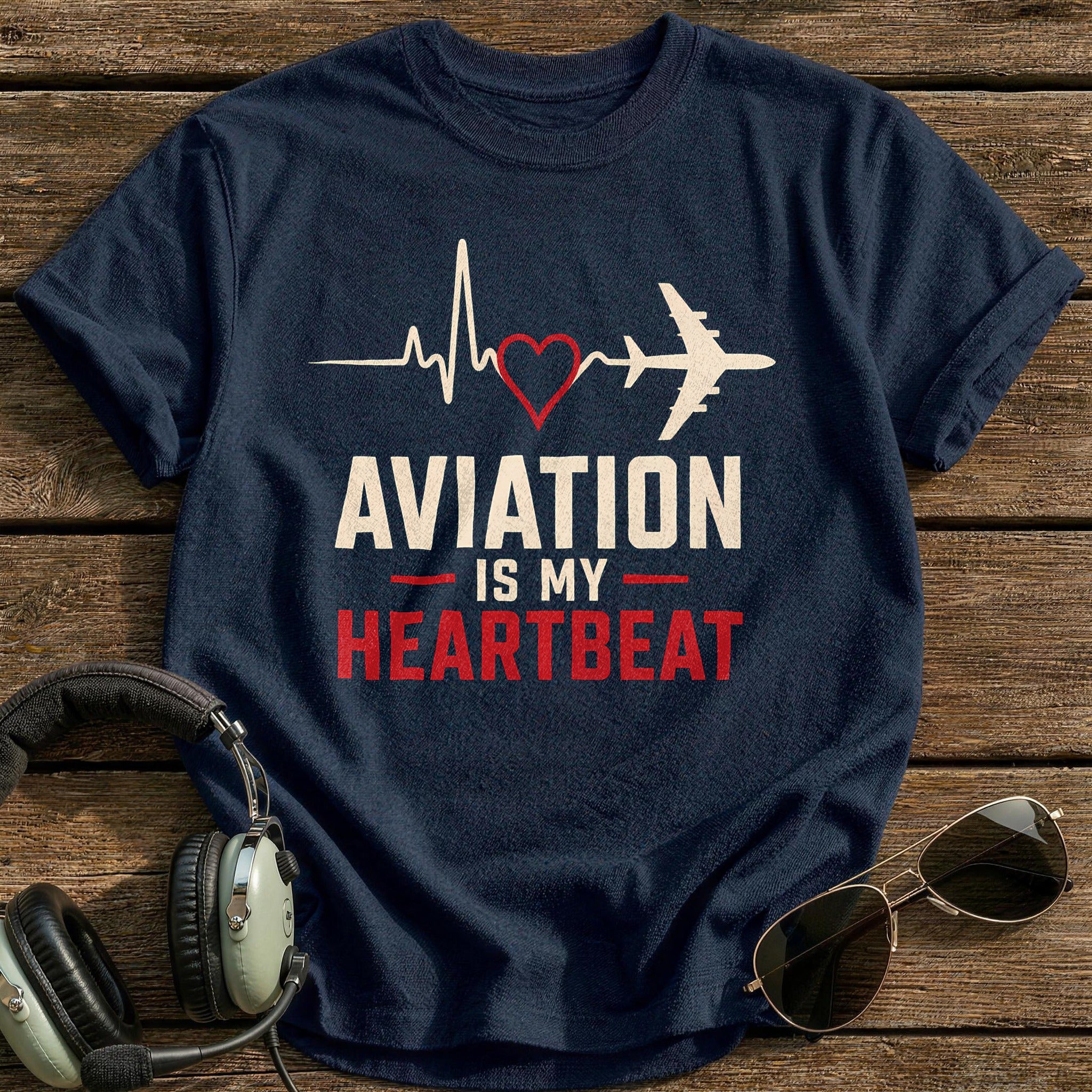 Aviation Heartbeat 81 T-Shirt - Navy