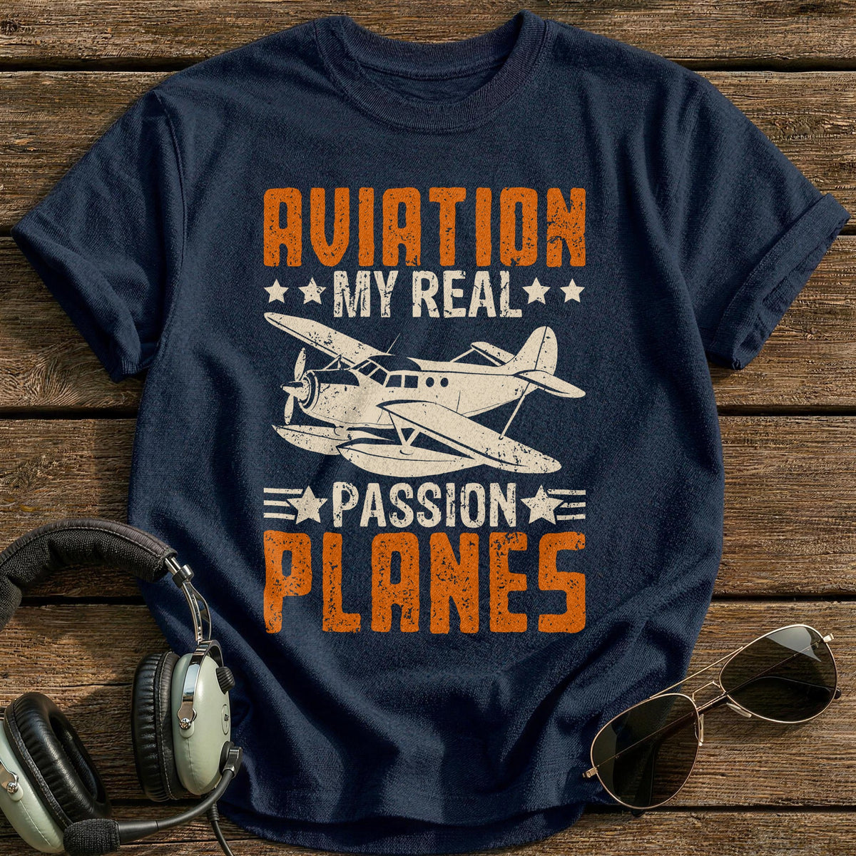 Aviation My Real Passion Planes T-Shirt - Navy