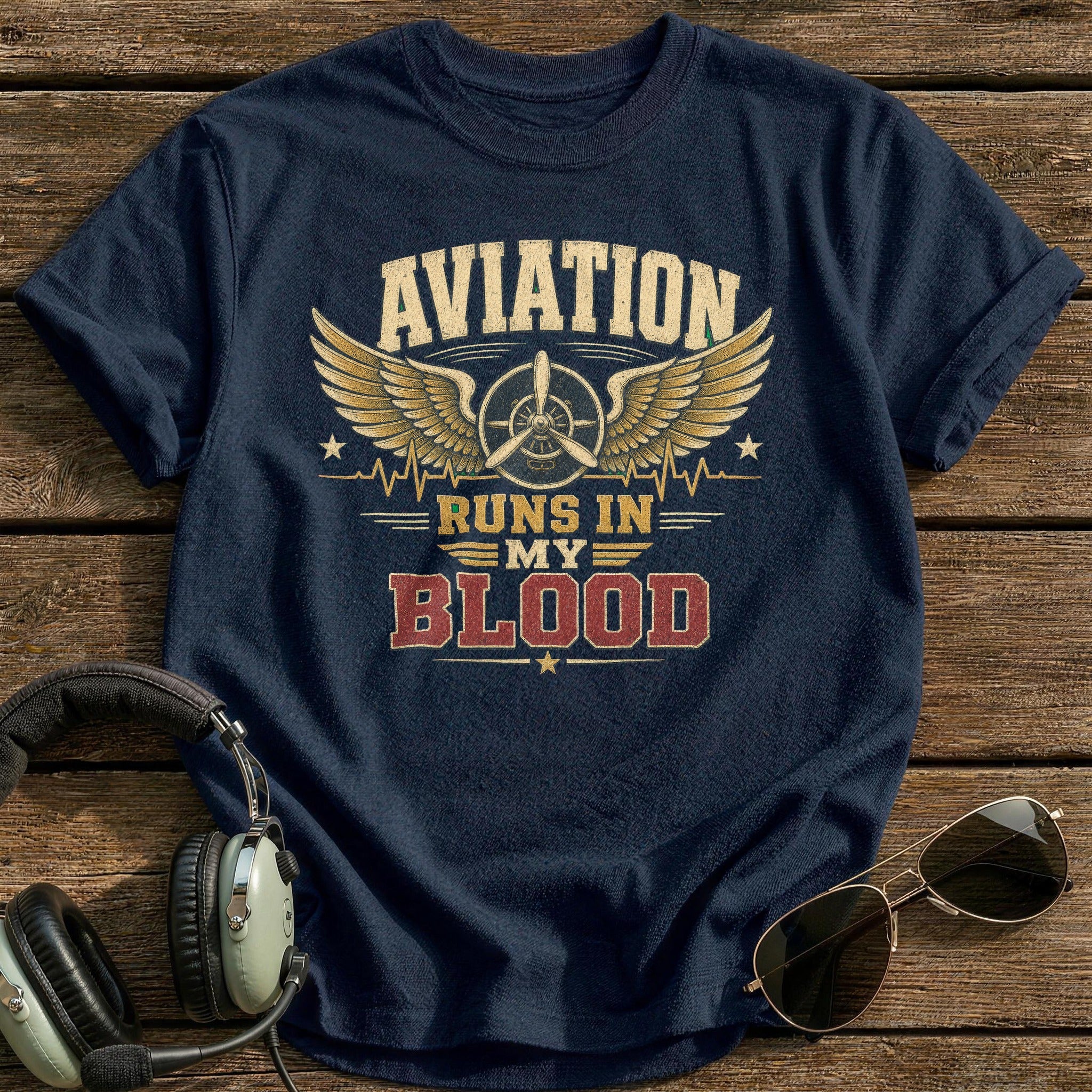 Aviation Runs Deep T-Shirt - Navy