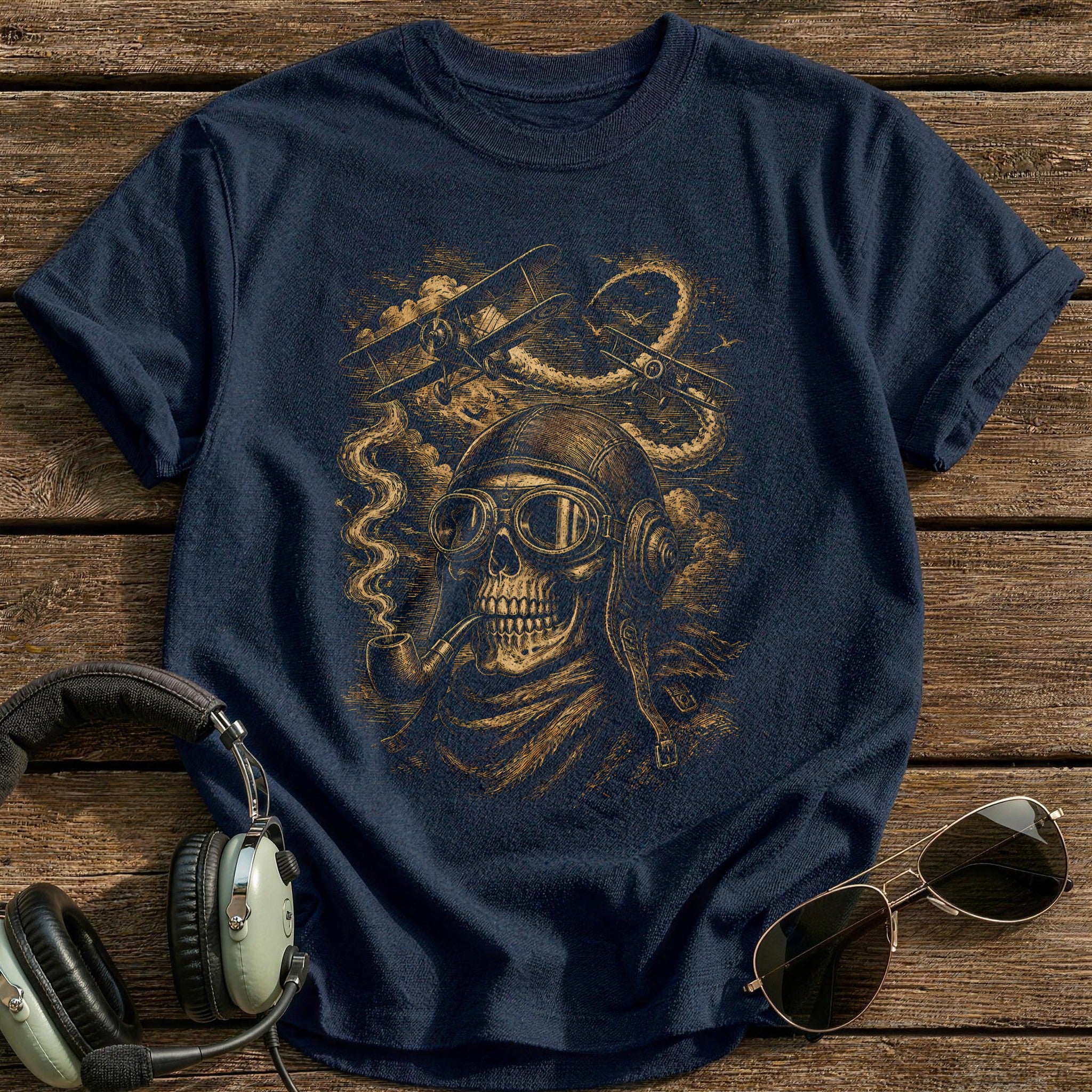Biplane Dogfight 93 T-Shirt - Navy