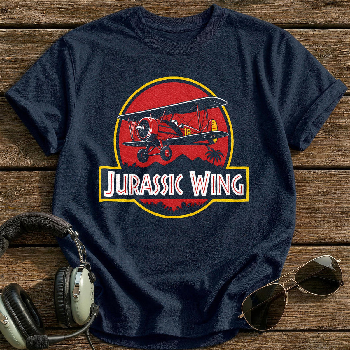 Biplane Safari T-Shirt - Navy