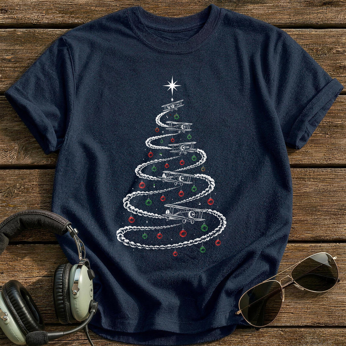 Biplane Smoke Tree 72 T-Shirt - Navy