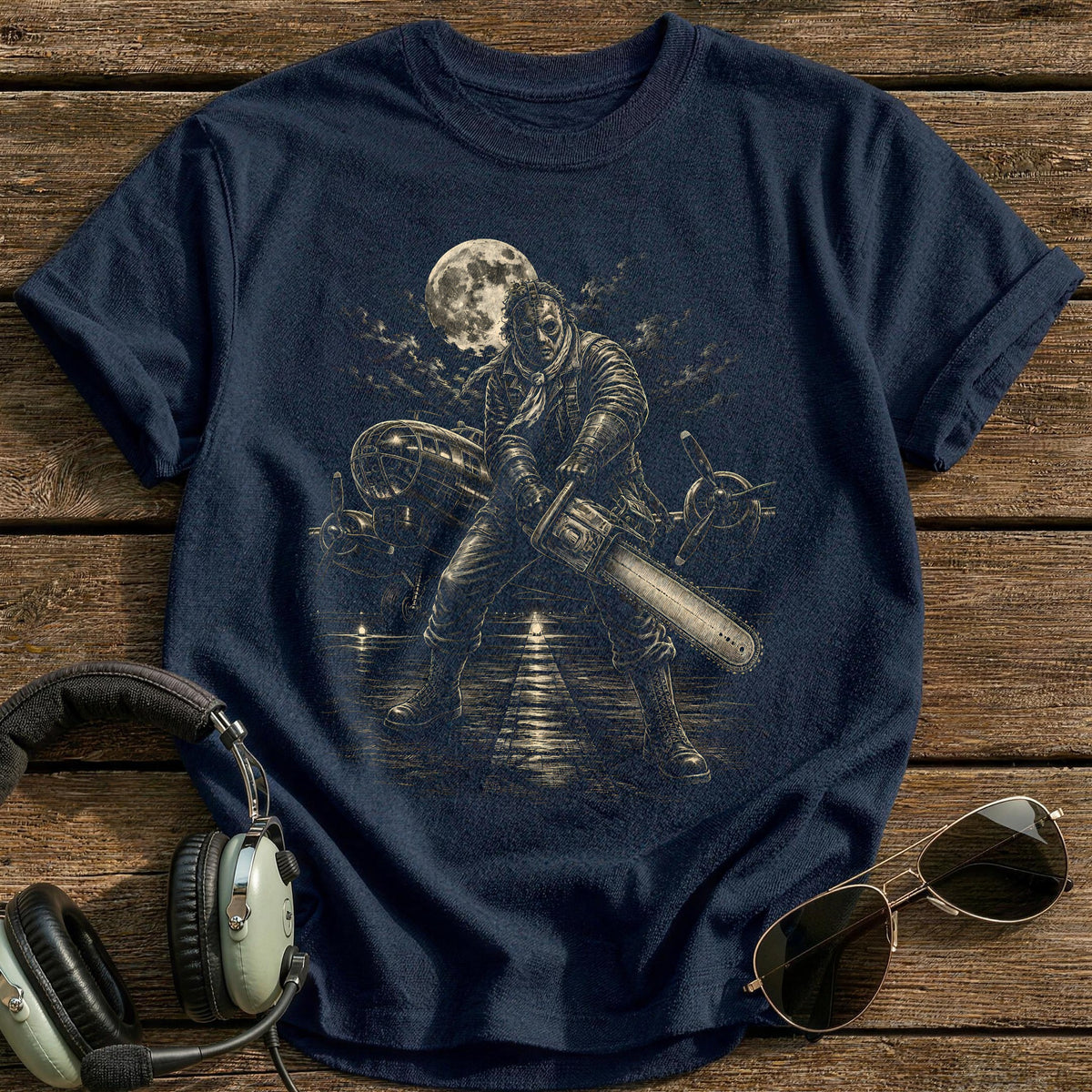Chainsaw Scene 17 T-Shirt - Navy