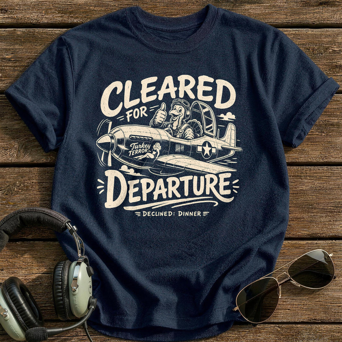 Cleared For Departure Declined Dinner 3 T-Shirt - Navy