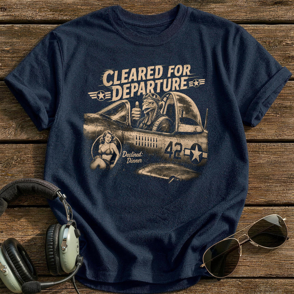 Cleared For Departure Declined Dinner 7 T-Shirt - Navy