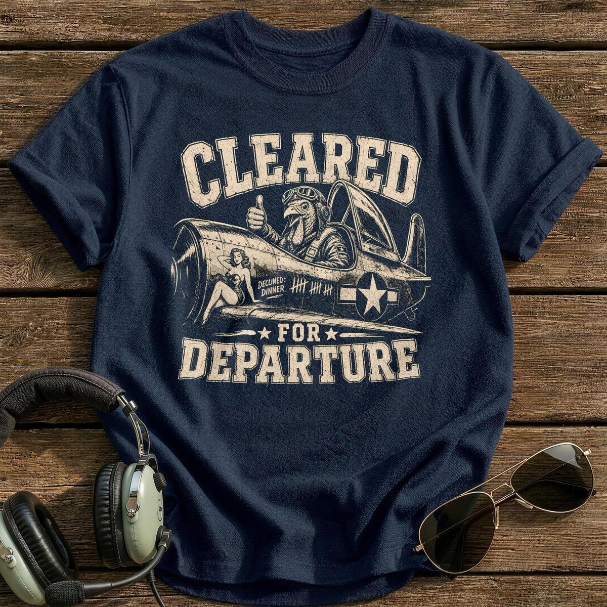 Cleared For Departure Declined Dinner 8 T-Shirt - Navy