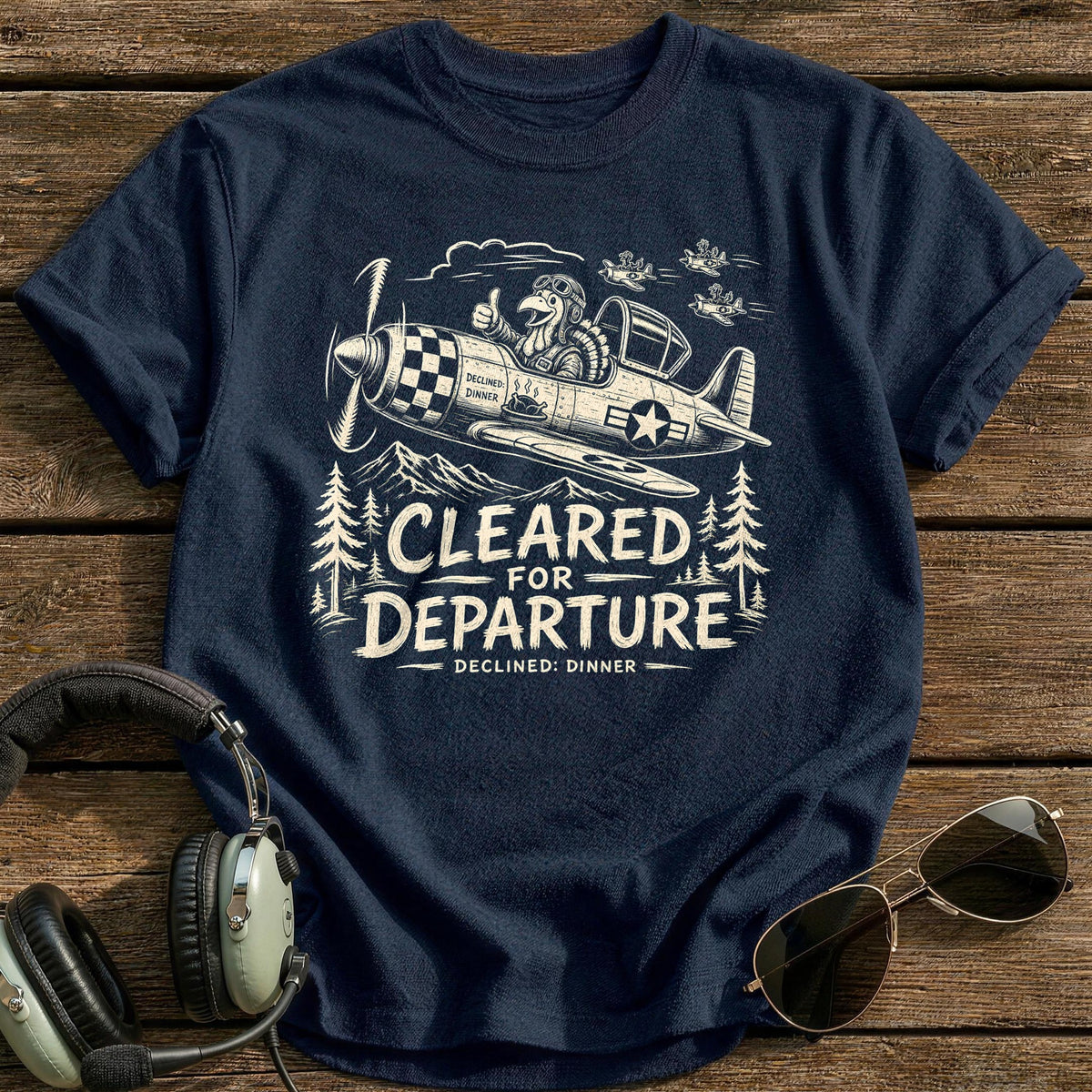 Cleared For Departure Declined Dinner 9 T-Shirt - Navy