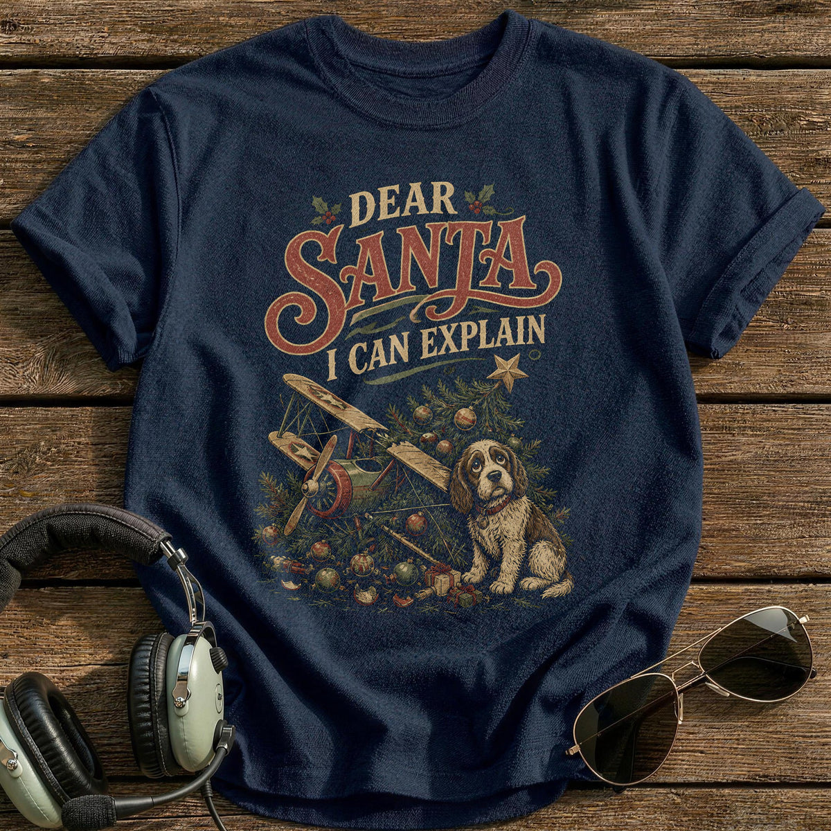 Dear Santa I Can Explain 78 T-Shirt - Navy