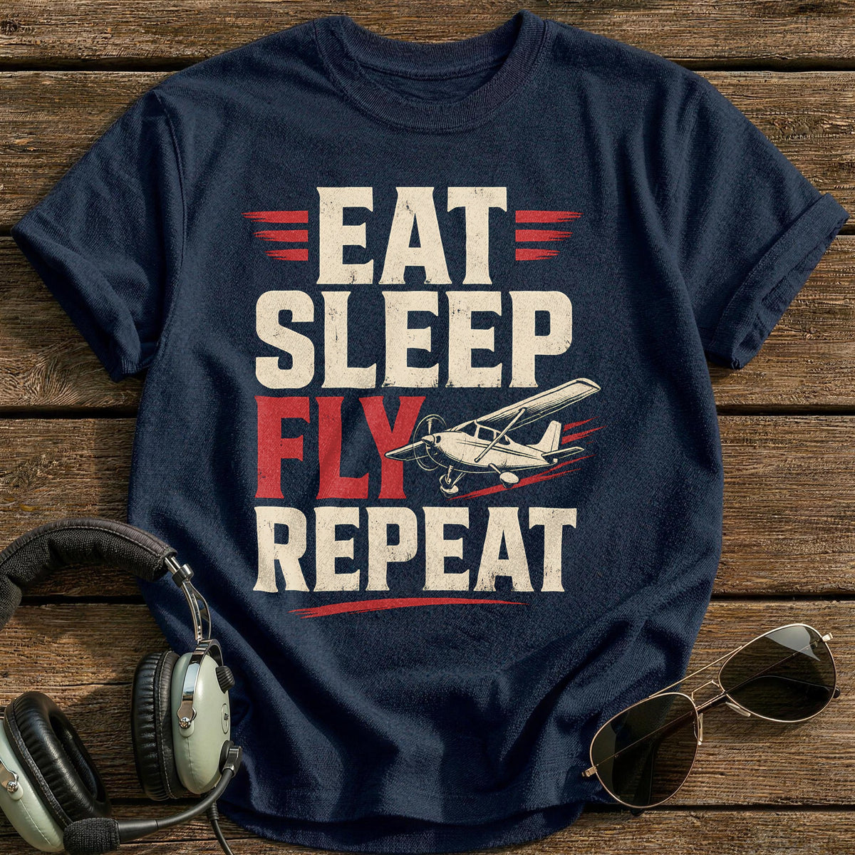 Eat Sleep Fly T-Shirt - Navy