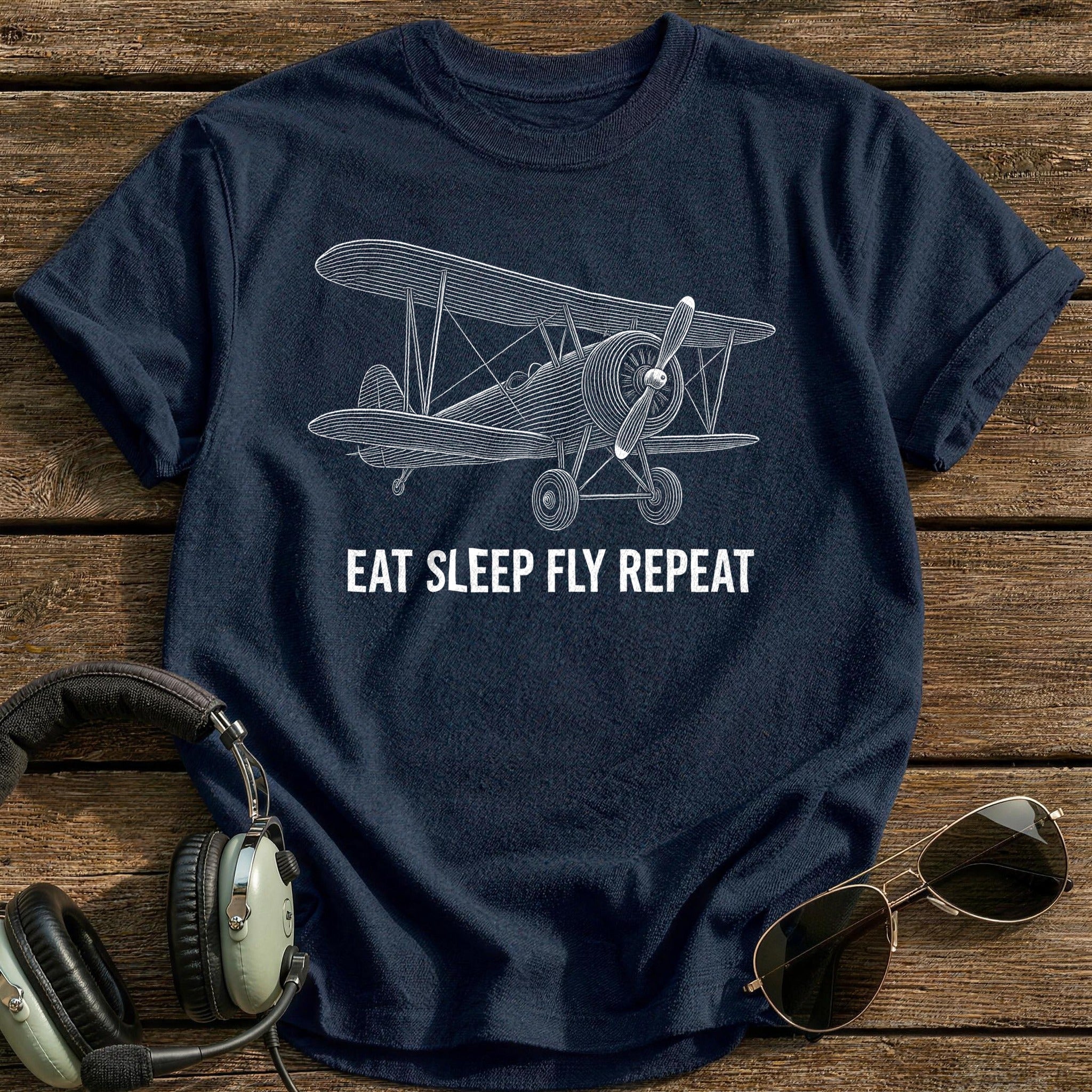 Eat Sleep Fly 35 T-Shirt - Navy