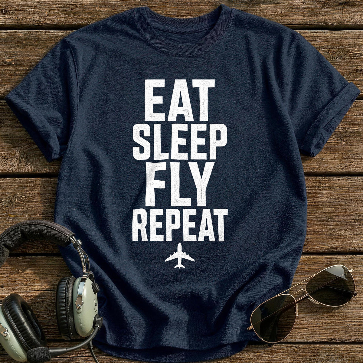 Eat Sleep Fly 37 T-Shirt - Navy