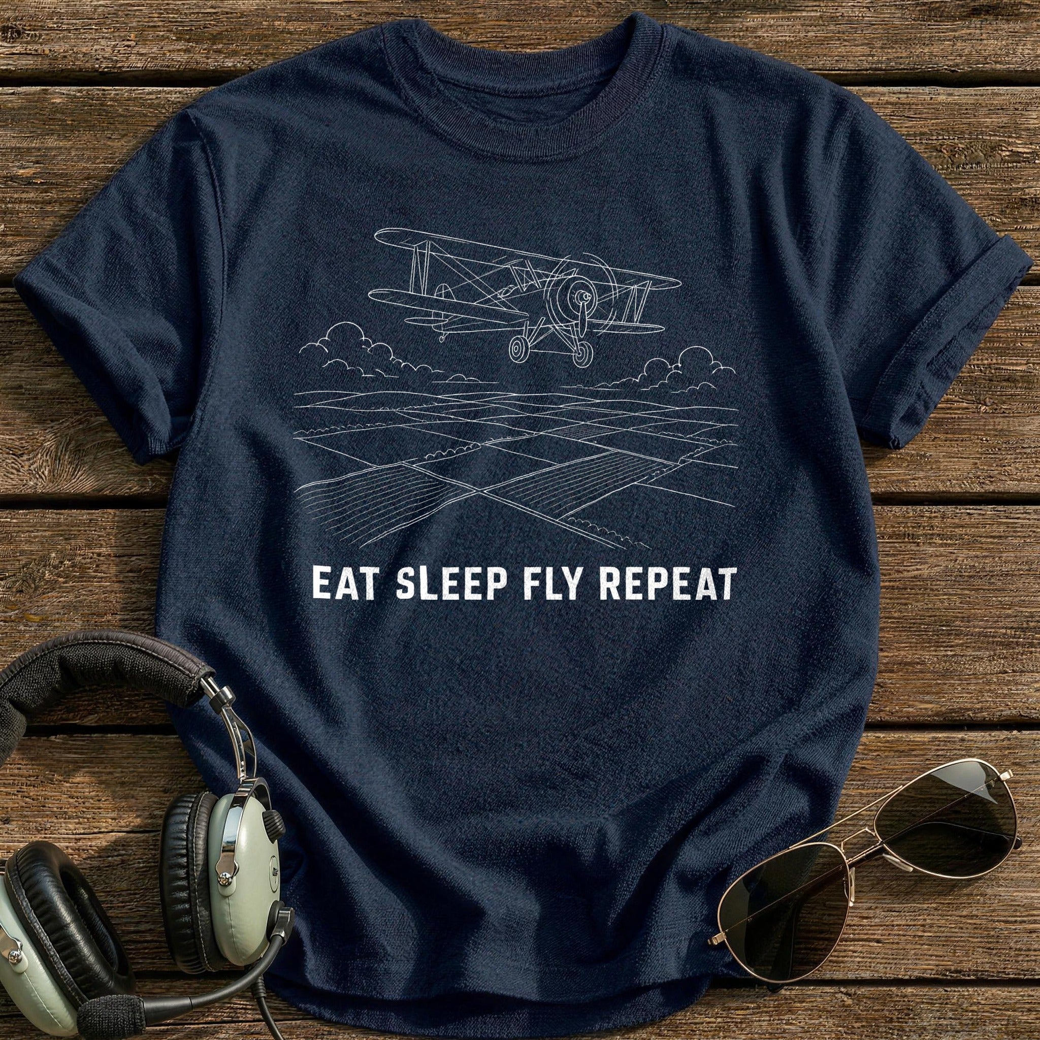 Eat Sleep Fly Repeat 36 T-Shirt - Navy