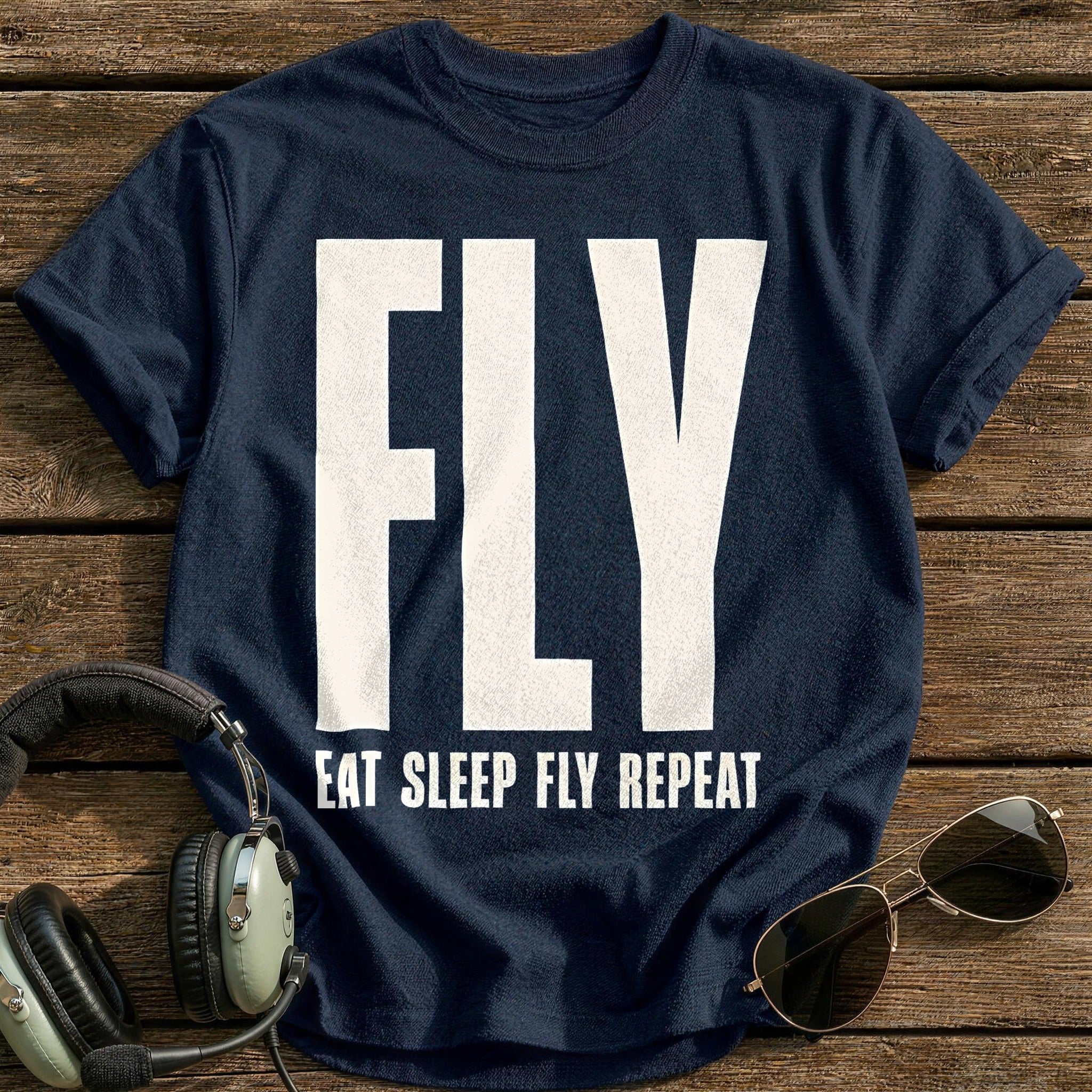 Eat Sleep Fly Repeat 41 T-Shirt - Navy