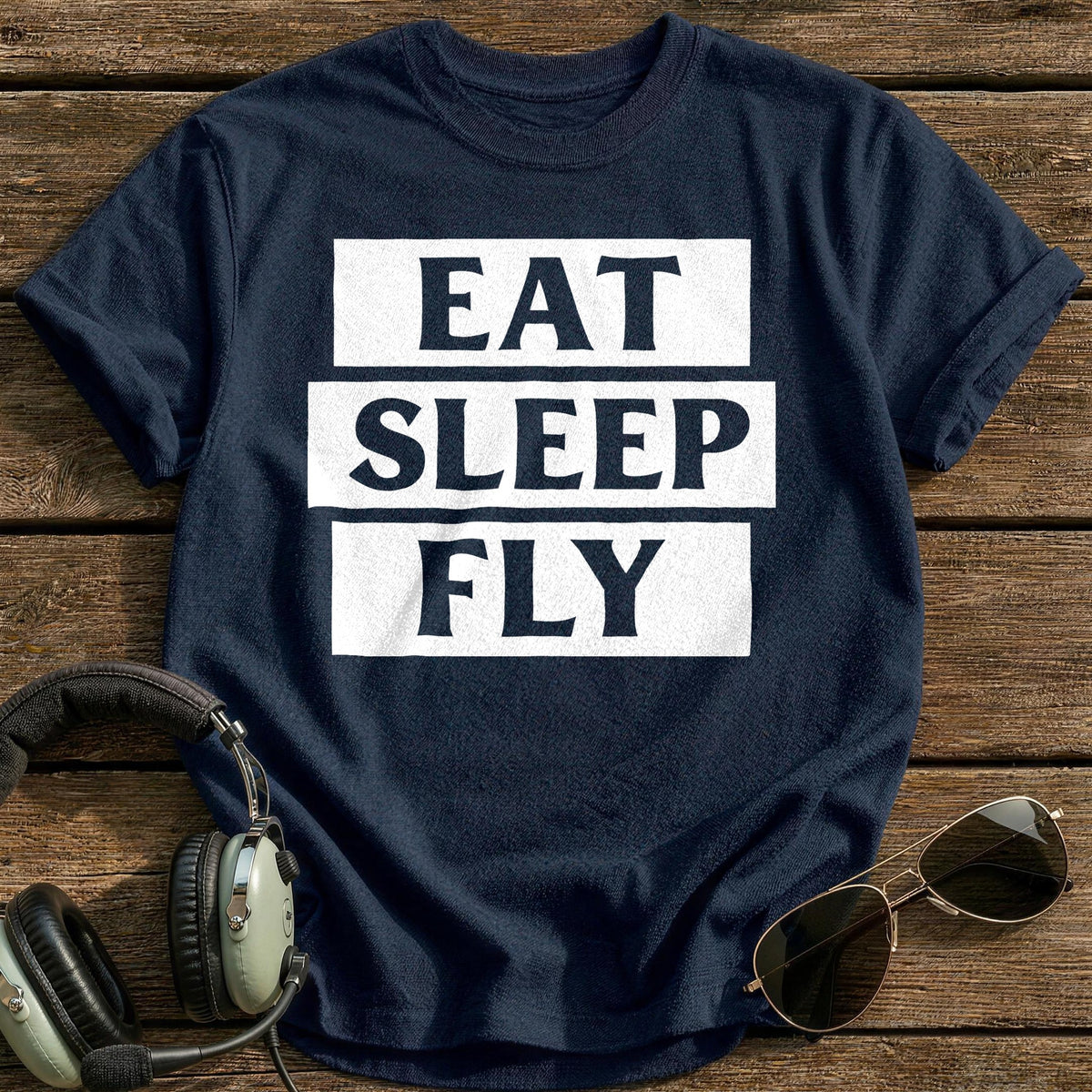 Eat Sleep Fly T-Shirt - Navy
