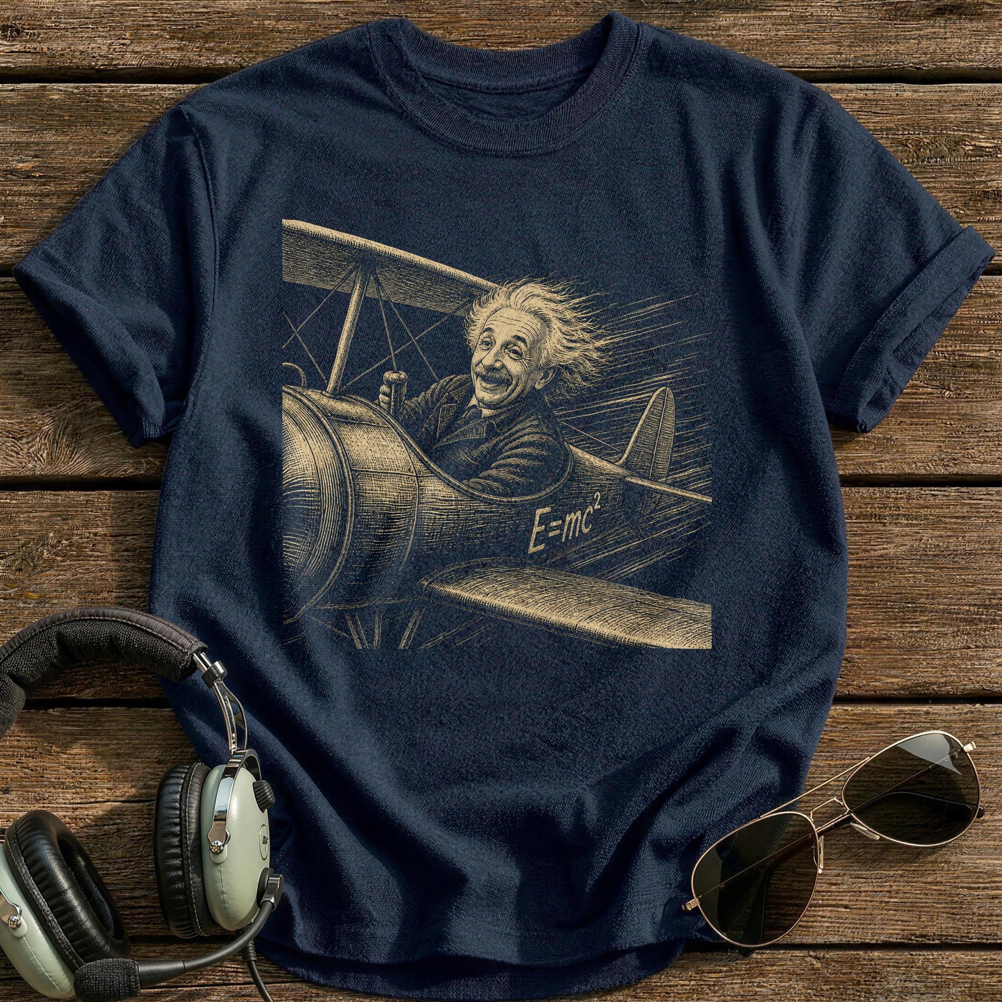 Einstein At The Controls T-Shirt - Navy