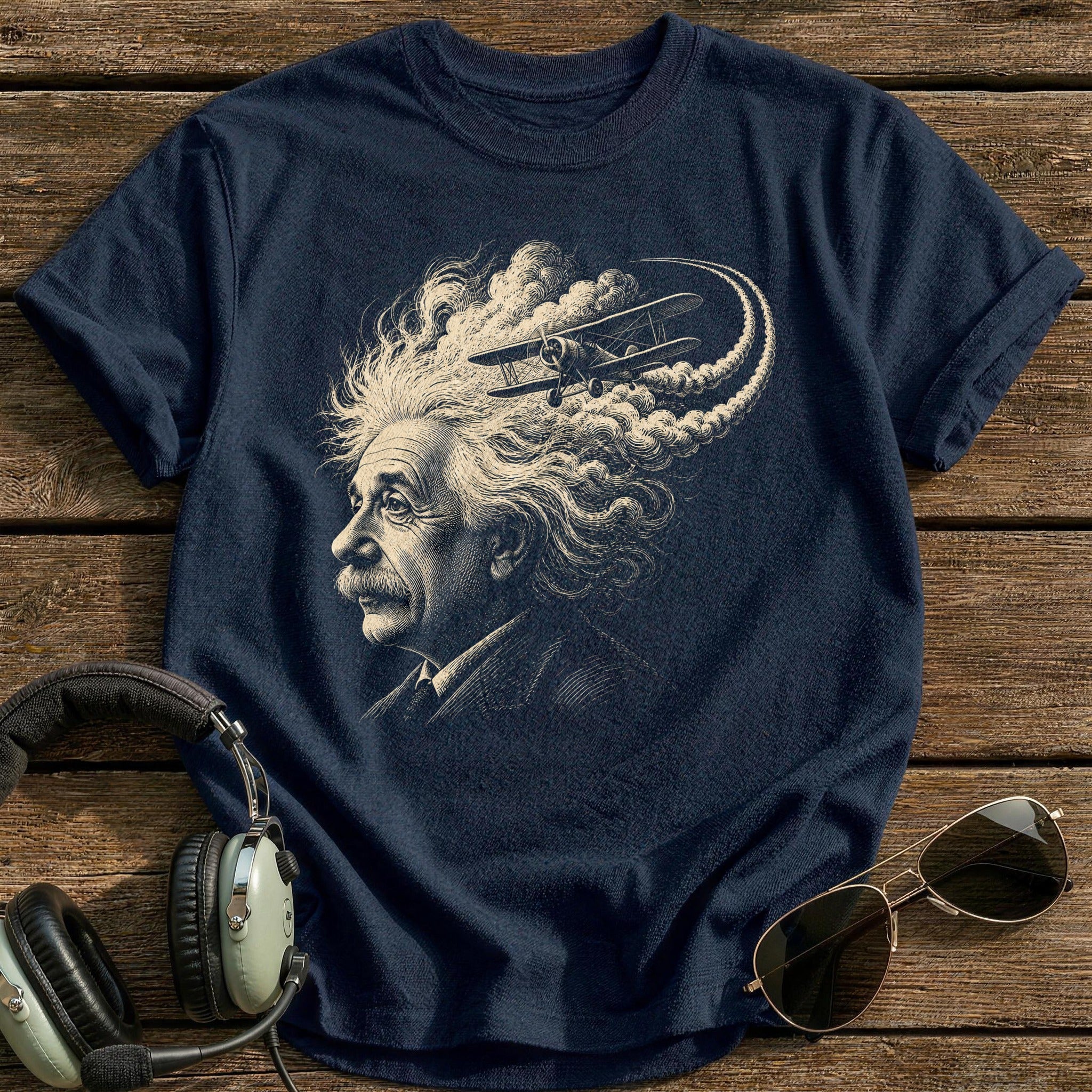 Einstein Aviator Portrait T-Shirt - Navy