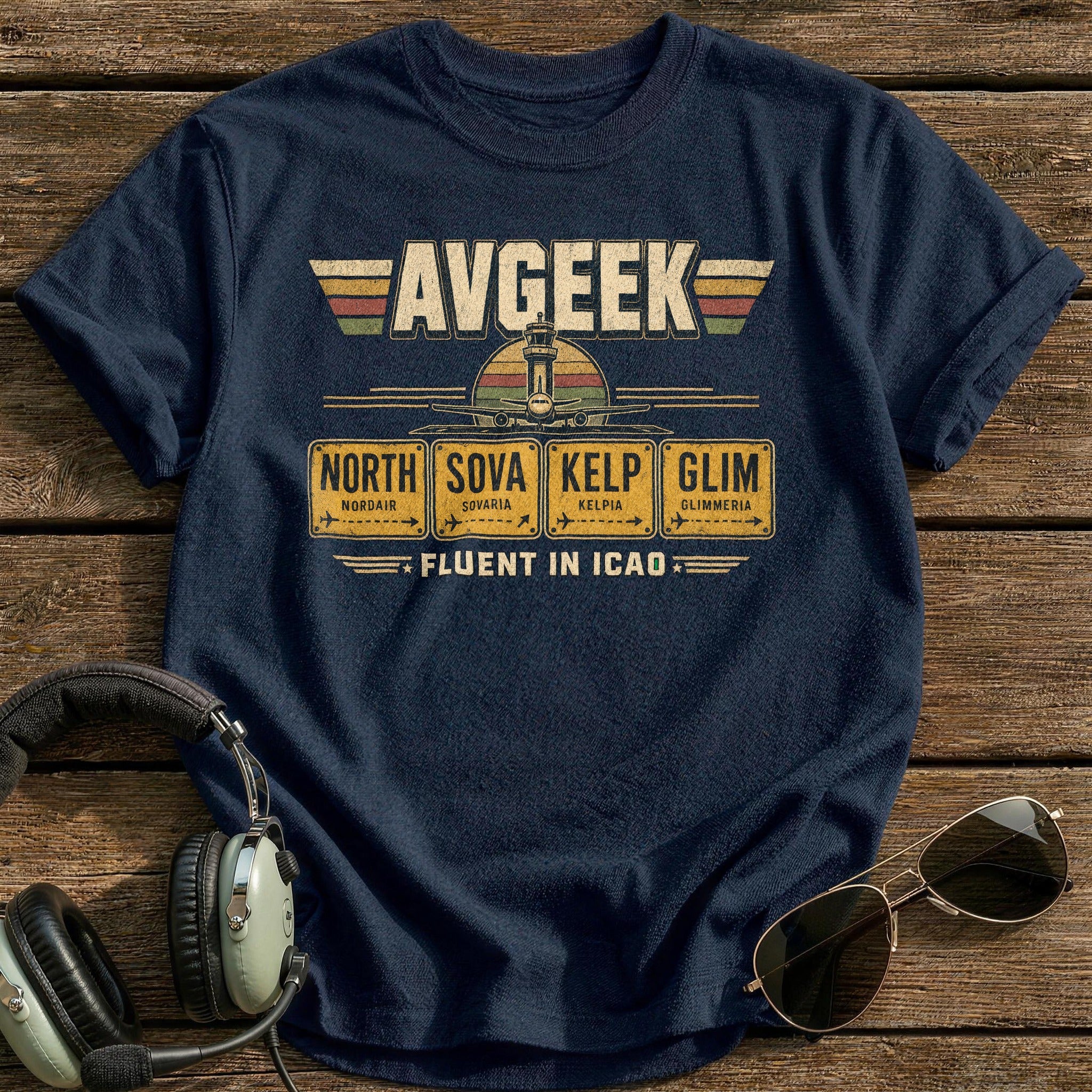 Fluent in ICAO T-Shirt - Navy
