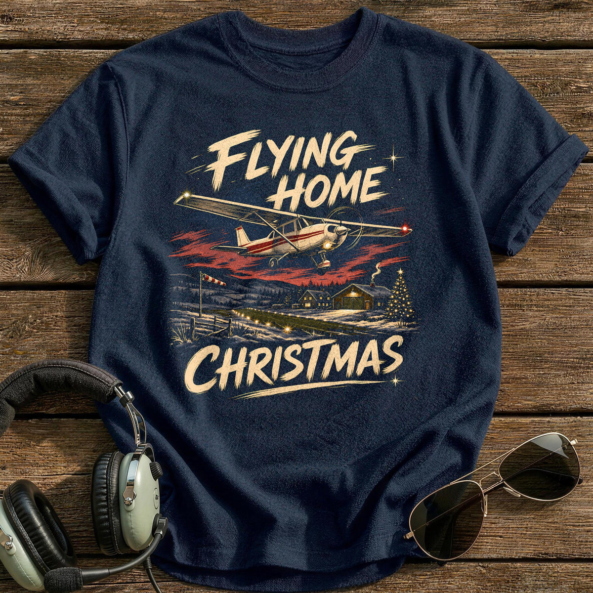 Flying Home For Christmas 1 T-Shirt - Navy