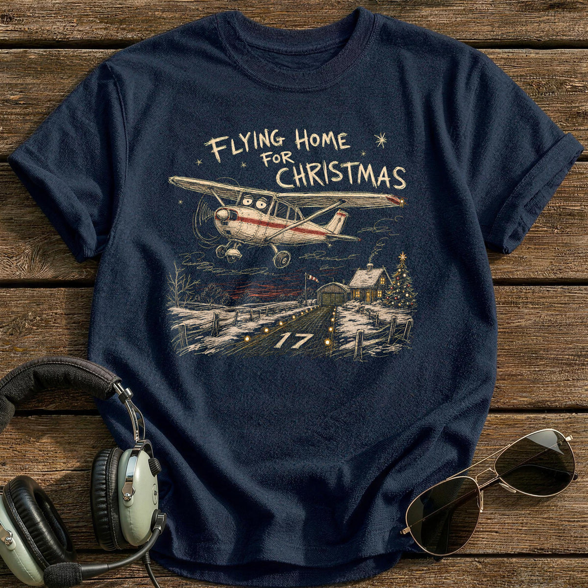 Flying Home For Christmas 2 T-Shirt - Navy