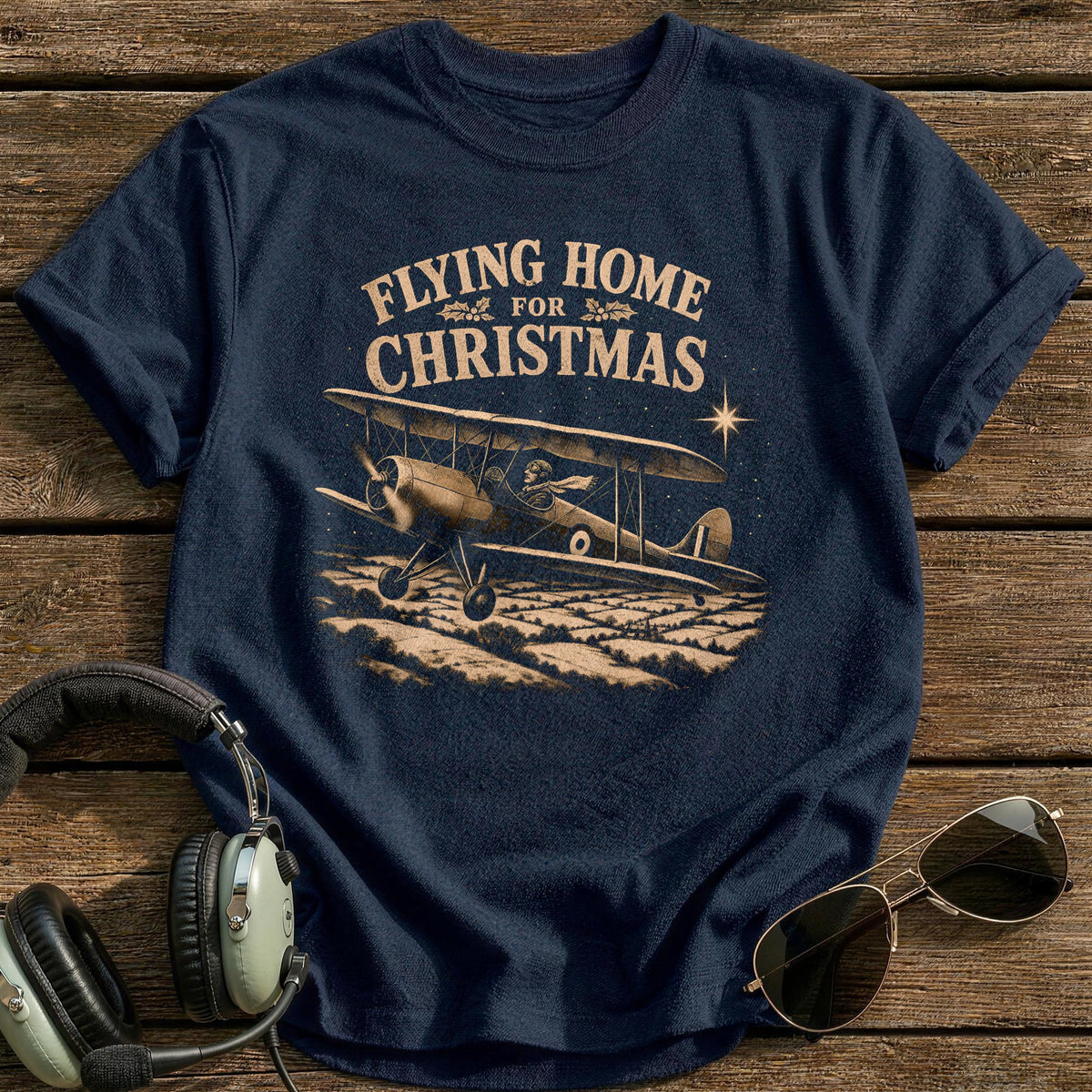 Flying Home For Christmas 3 T-Shirt - Navy
