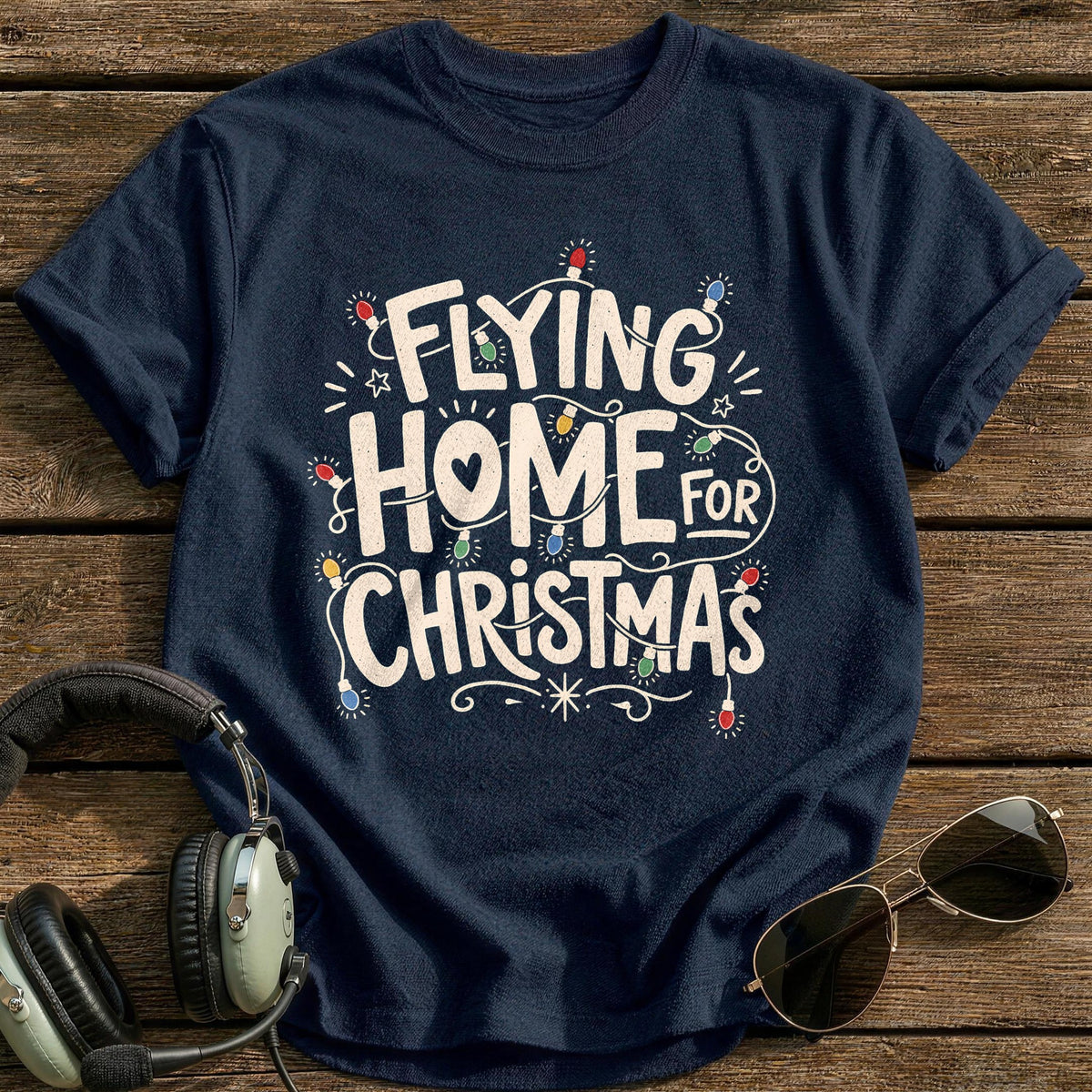 Flying Home For Christmas 7 T-Shirt - Navy