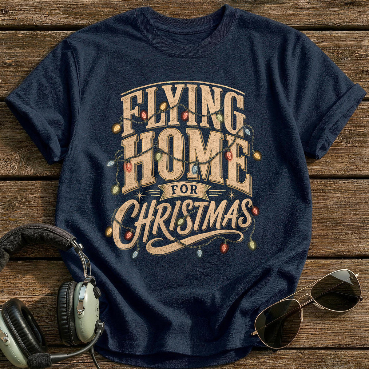 Flying Home For Christmas 8 T-Shirt - Navy