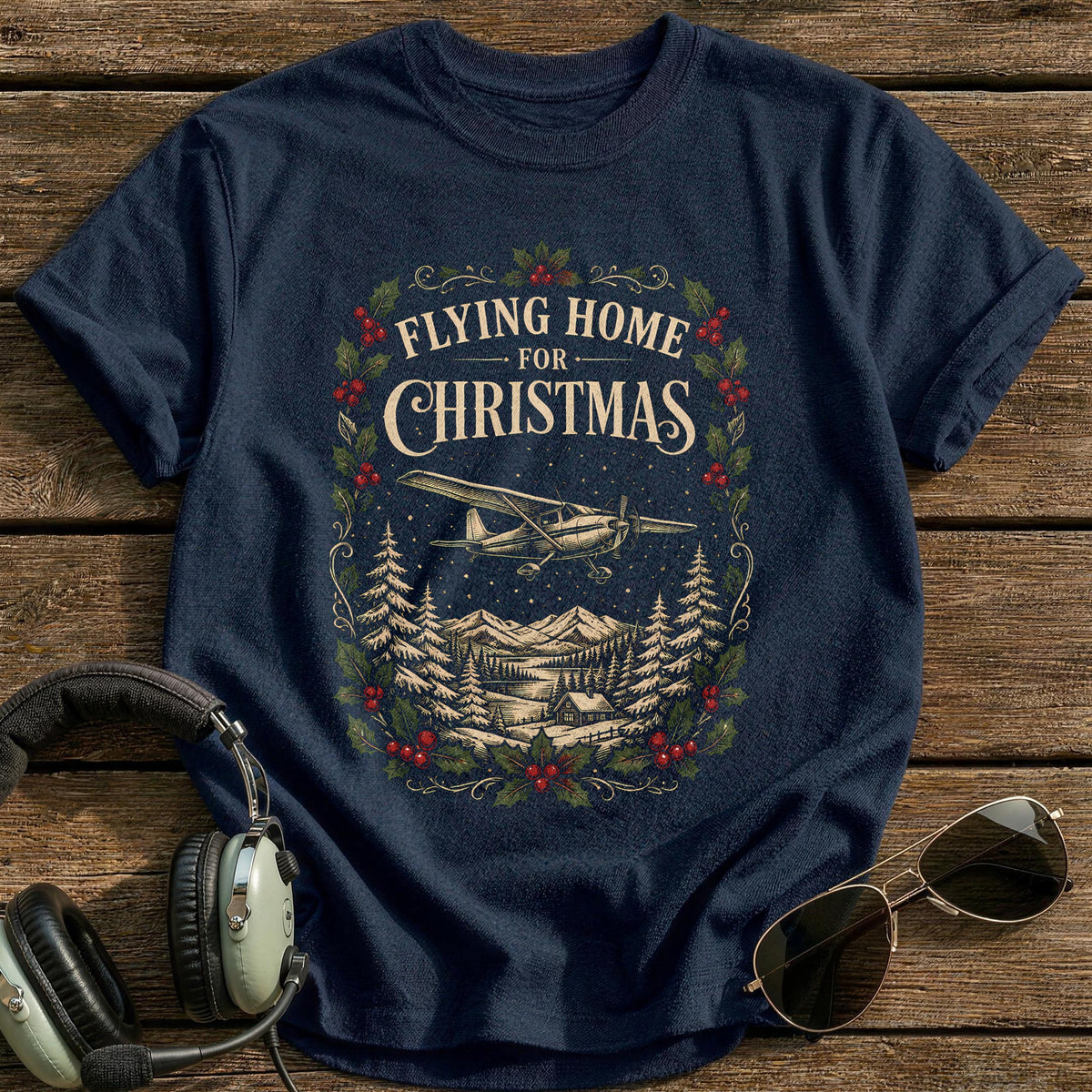 Flying Home For Christmas 83 T-Shirt - Navy