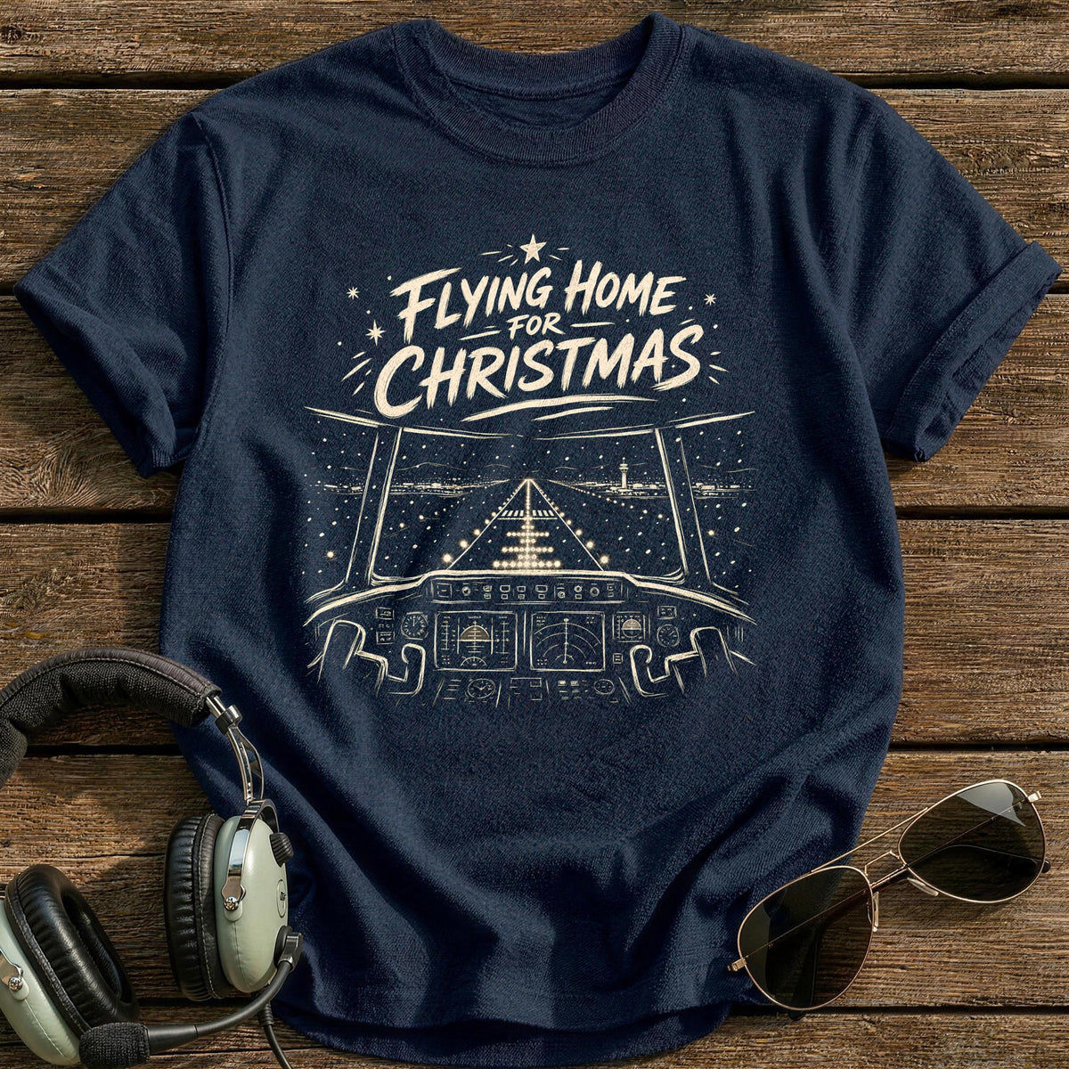 Flying Home For Christmas 9 T-Shirt - Navy