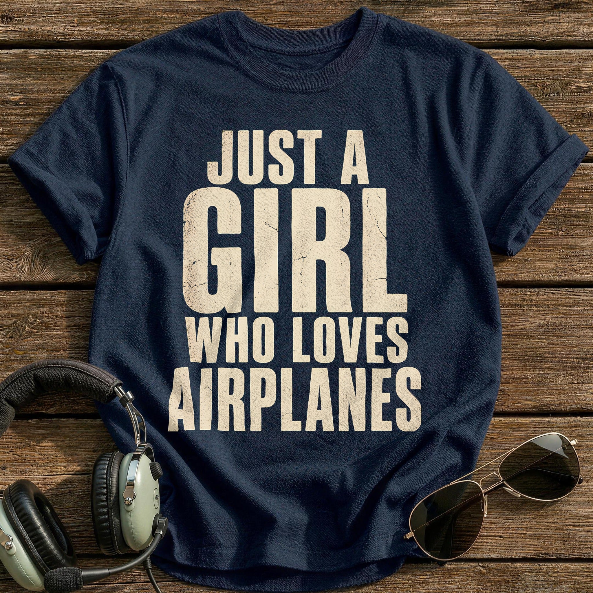 Girl Loves Airplanes - Navy