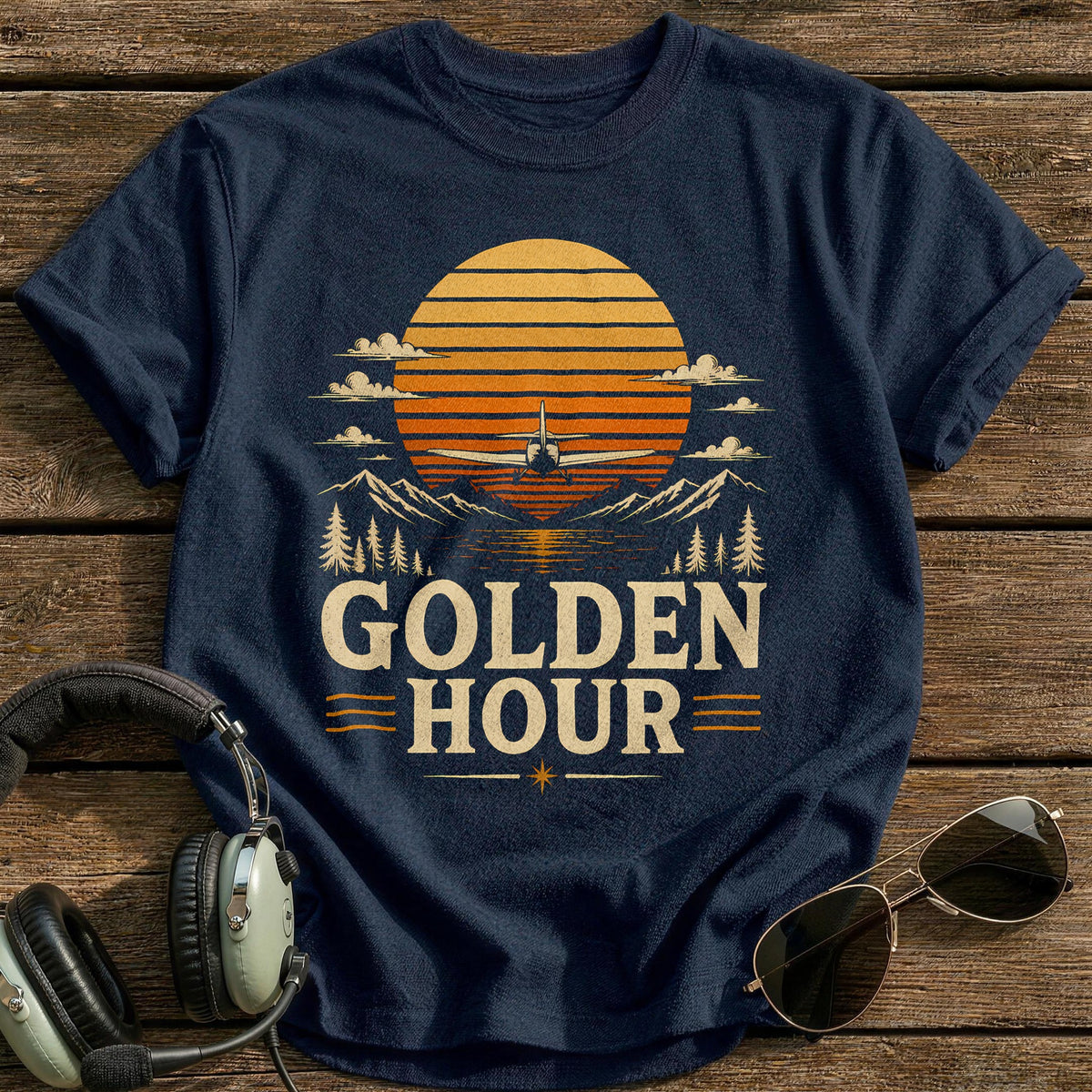 Golden Hour Sunset 43 T-Shirt - Navy