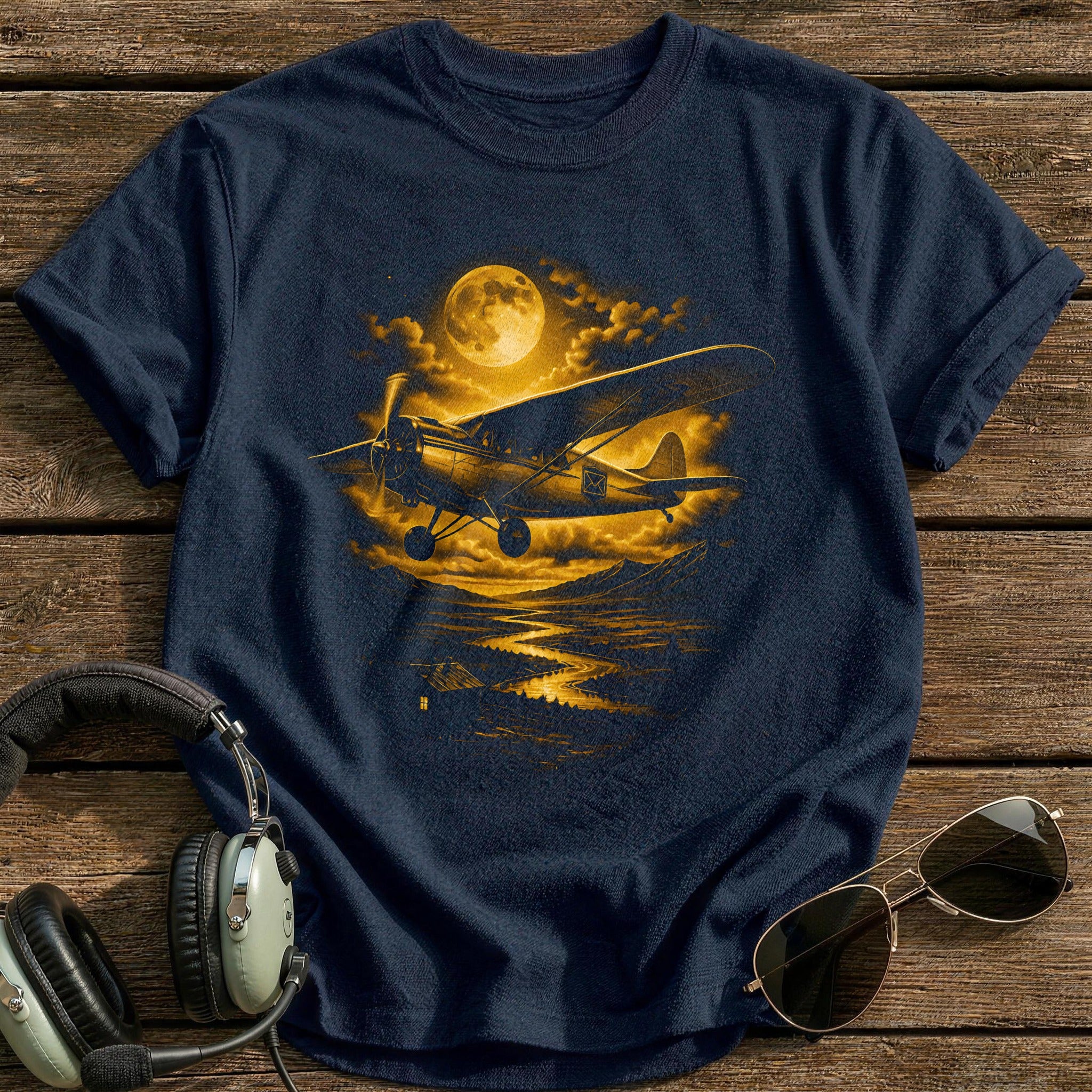 Golden Moon Flight T-Shirt - Navy