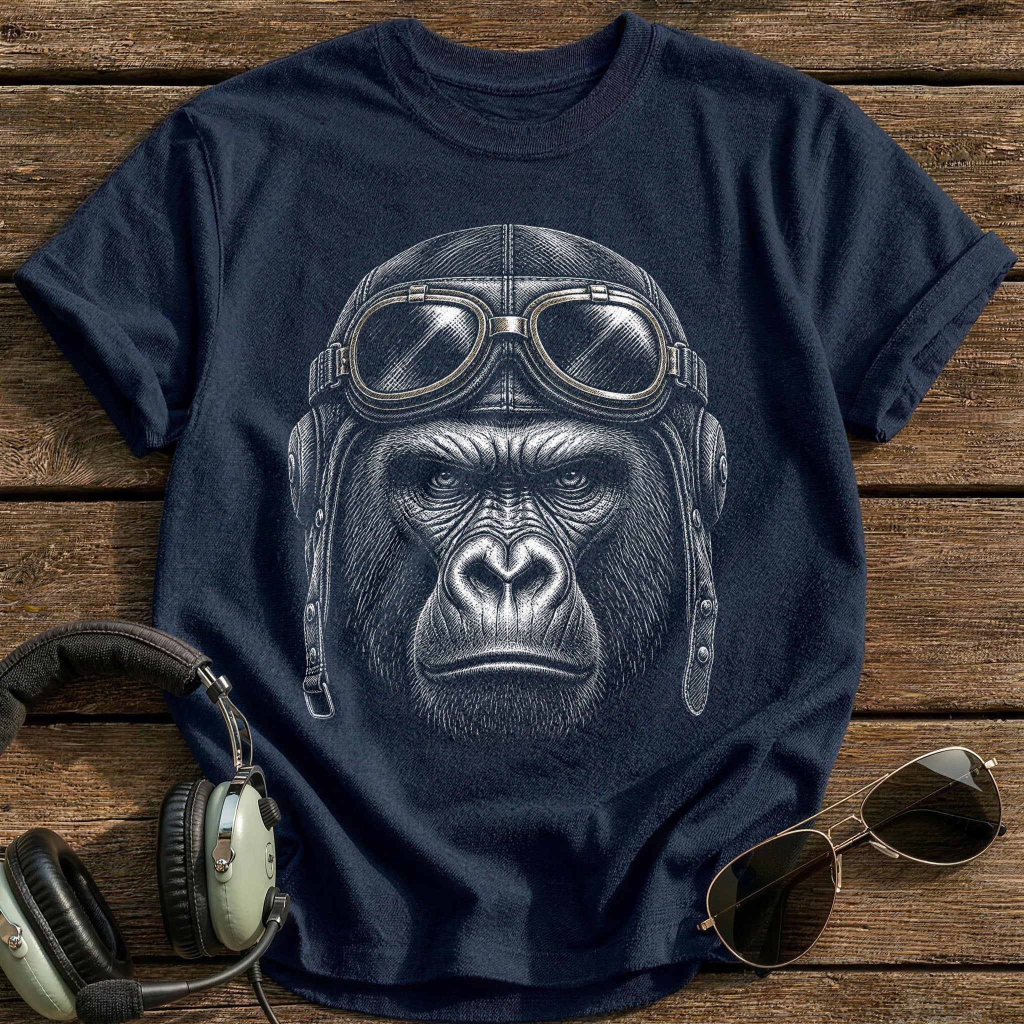 Gorilla Flyer (Soft Bronze) T-Shirt - Navy