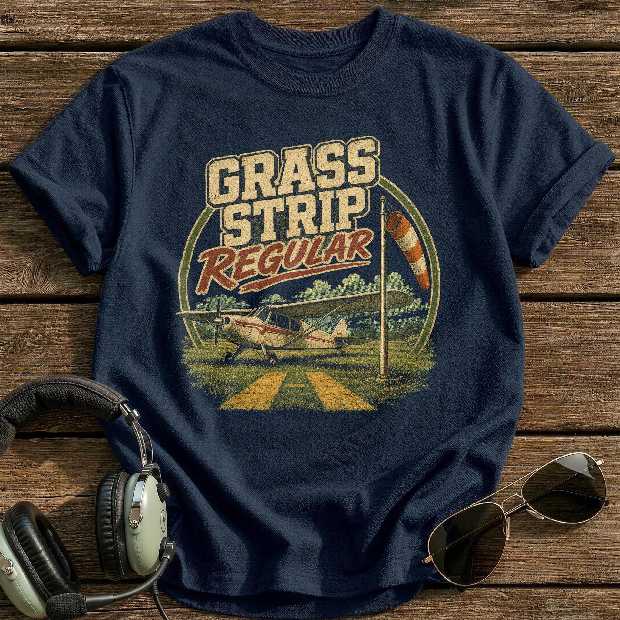 Grass Strip Regular T-Shirt - Navy
